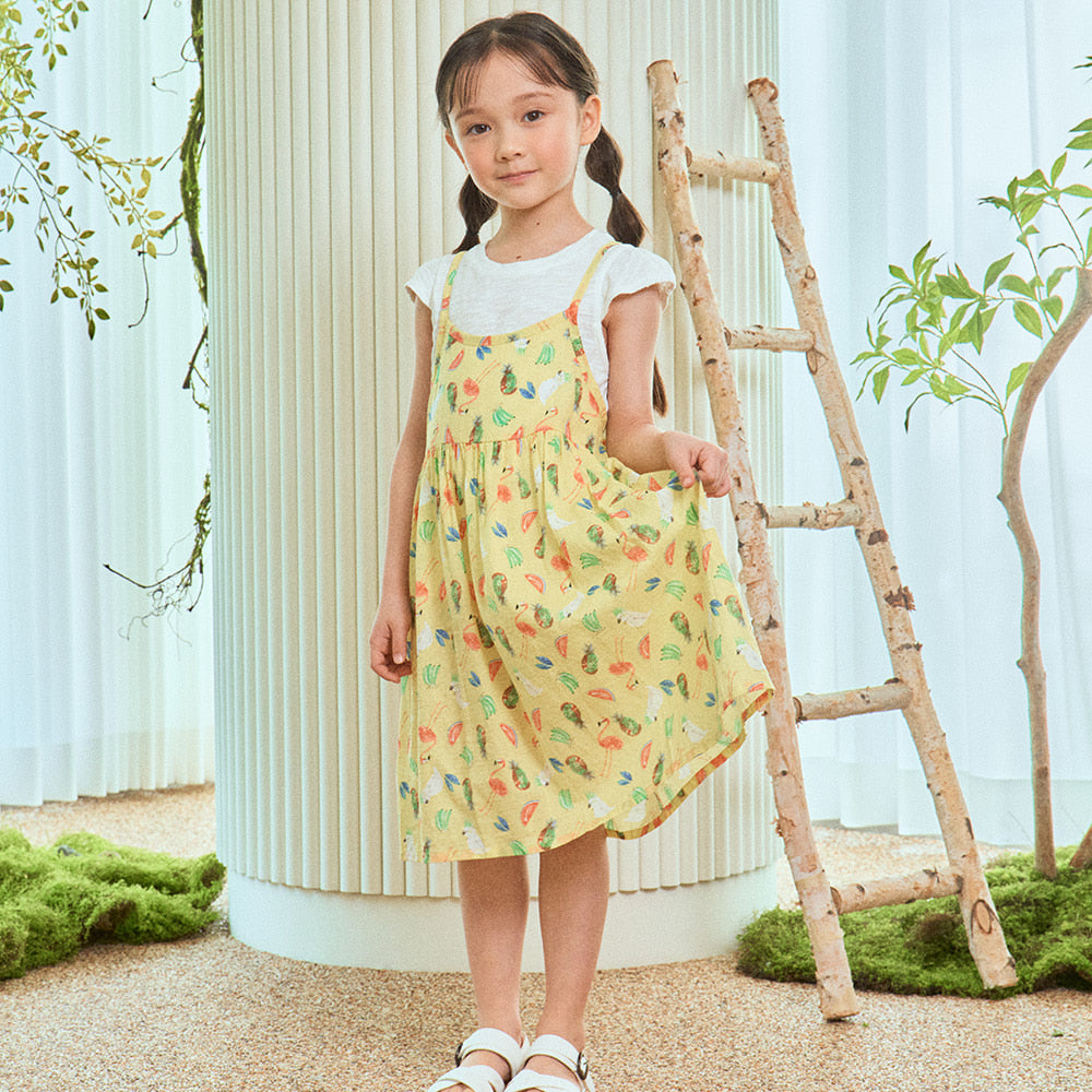 Jessi Summer Graphic Print Angel Sleeve T-Shirt Layer 2-in-1 Cami Dress-Dress - Kids-ToTo Heros-
