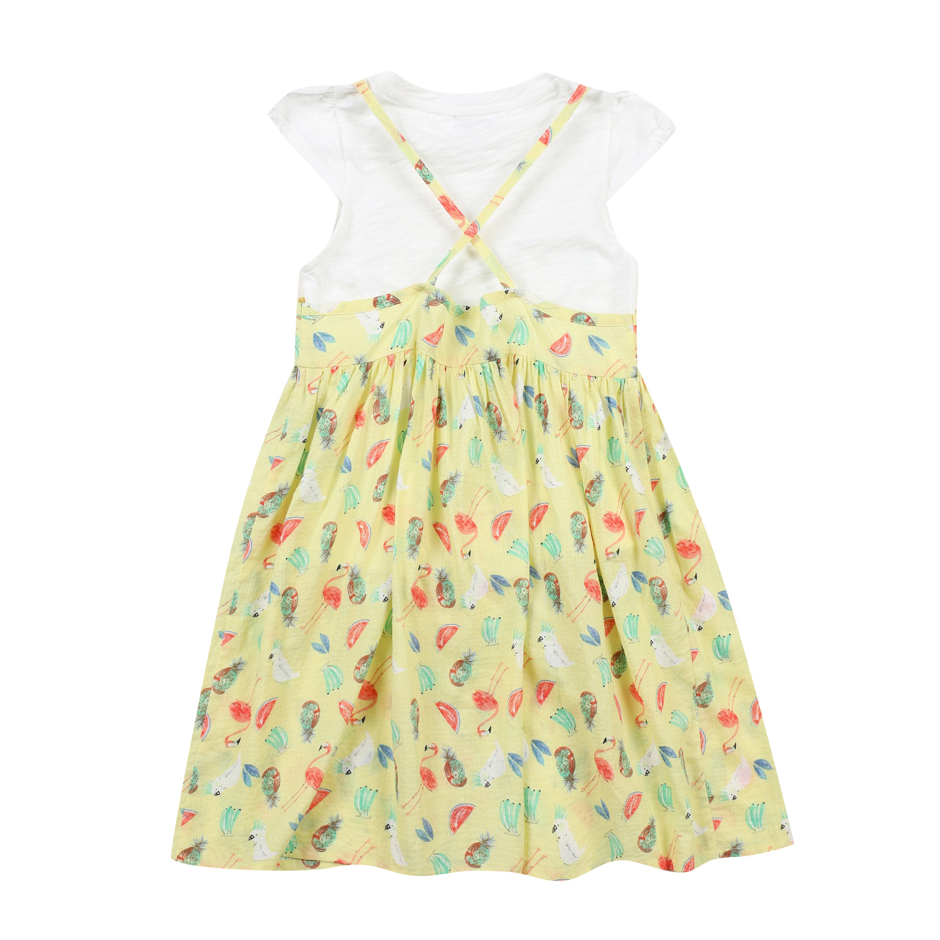 Jessi Summer Graphic Print Angel Sleeve T-Shirt Layer 2-in-1 Cami Dress-Dress - Kids-ToTo Heros-