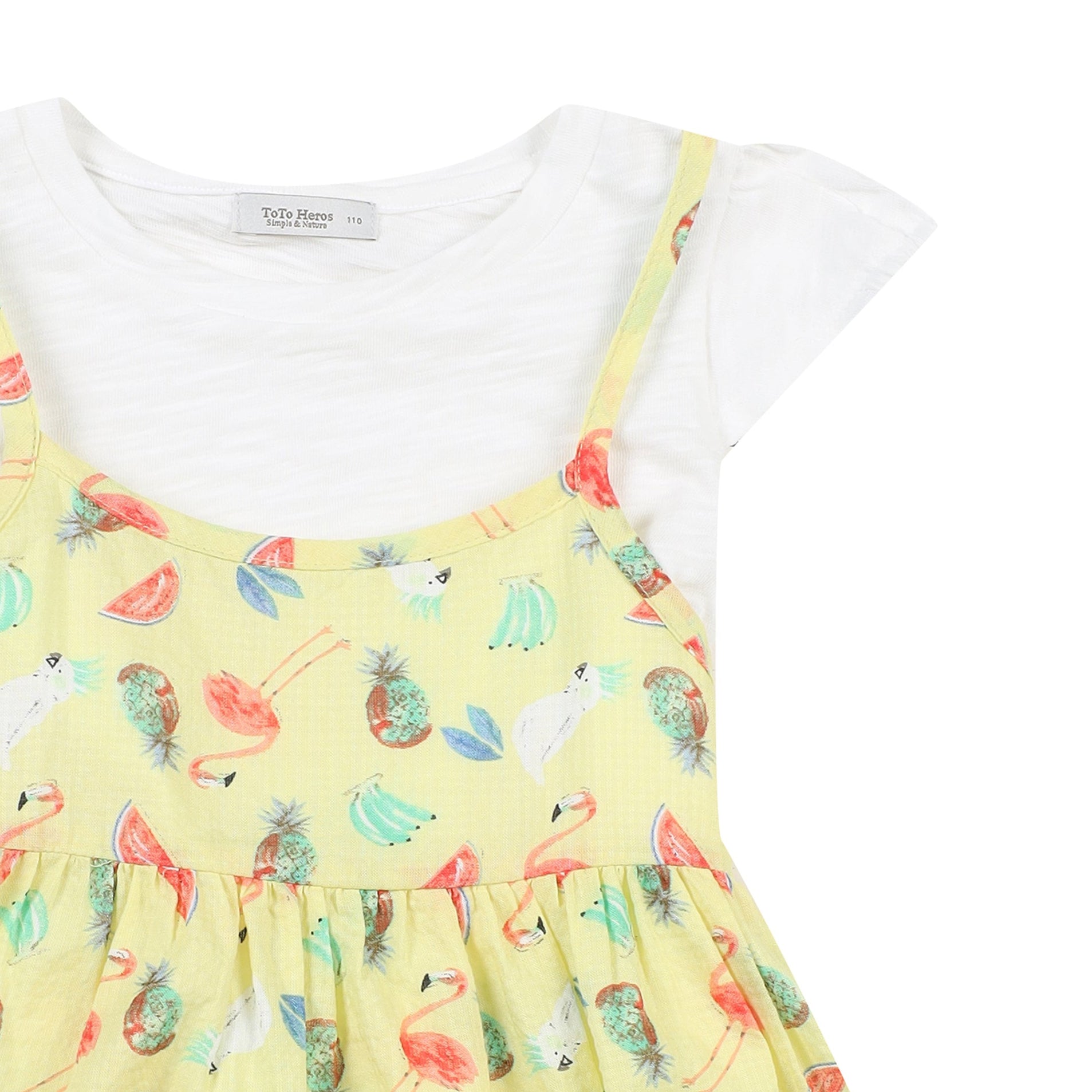 Jessi Summer Graphic Print Angel Sleeve T-Shirt Layer 2-in-1 Cami Dress-Dress - Kids-ToTo Heros-