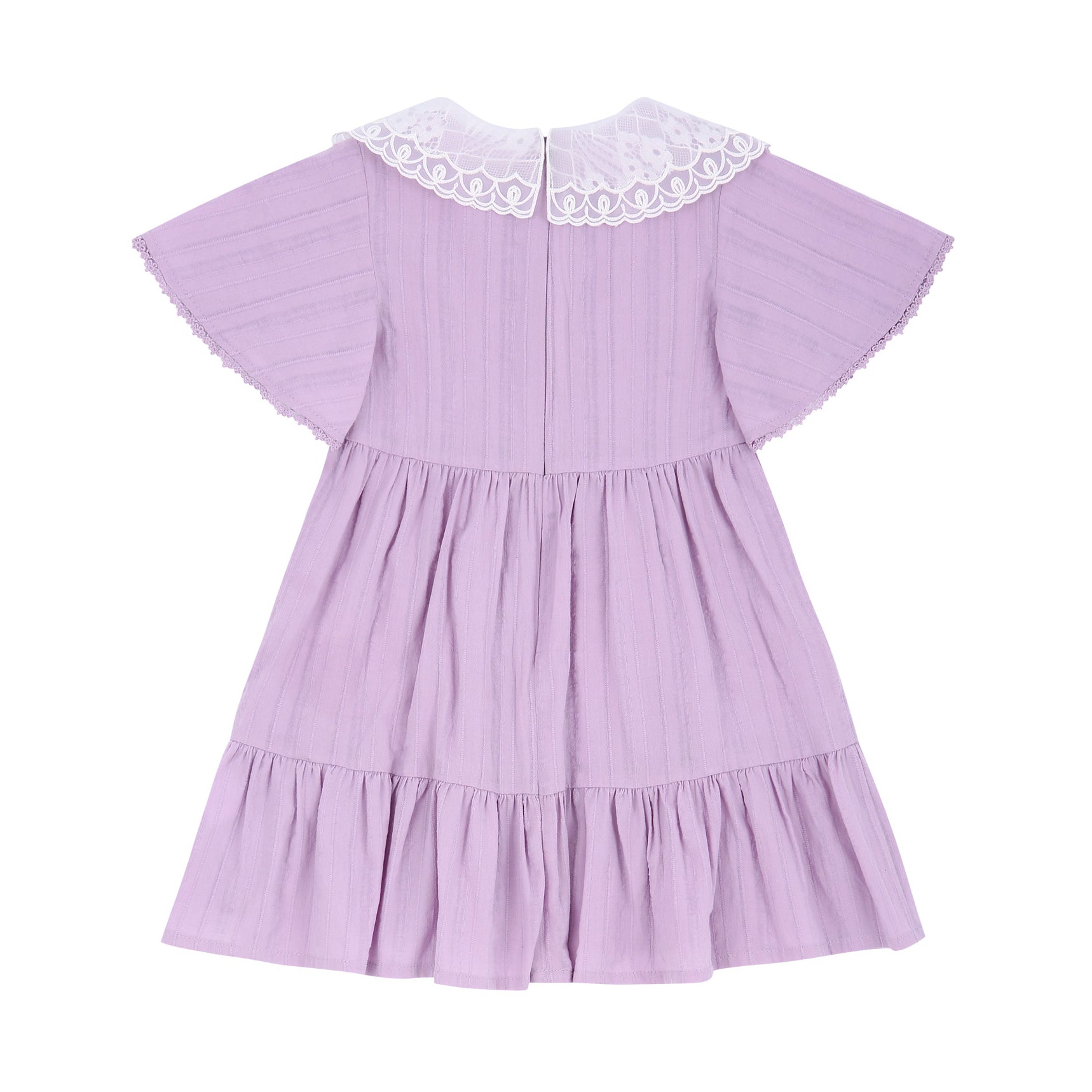 Laura Wide Lace Collar Relaxed Fit Ruffle Dress-Dress - Kids-ToTo Heros-