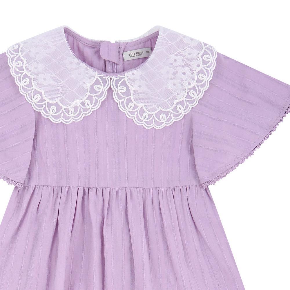 Laura Wide Lace Collar Relaxed Fit Ruffle Dress-Dress - Kids-ToTo Heros-
