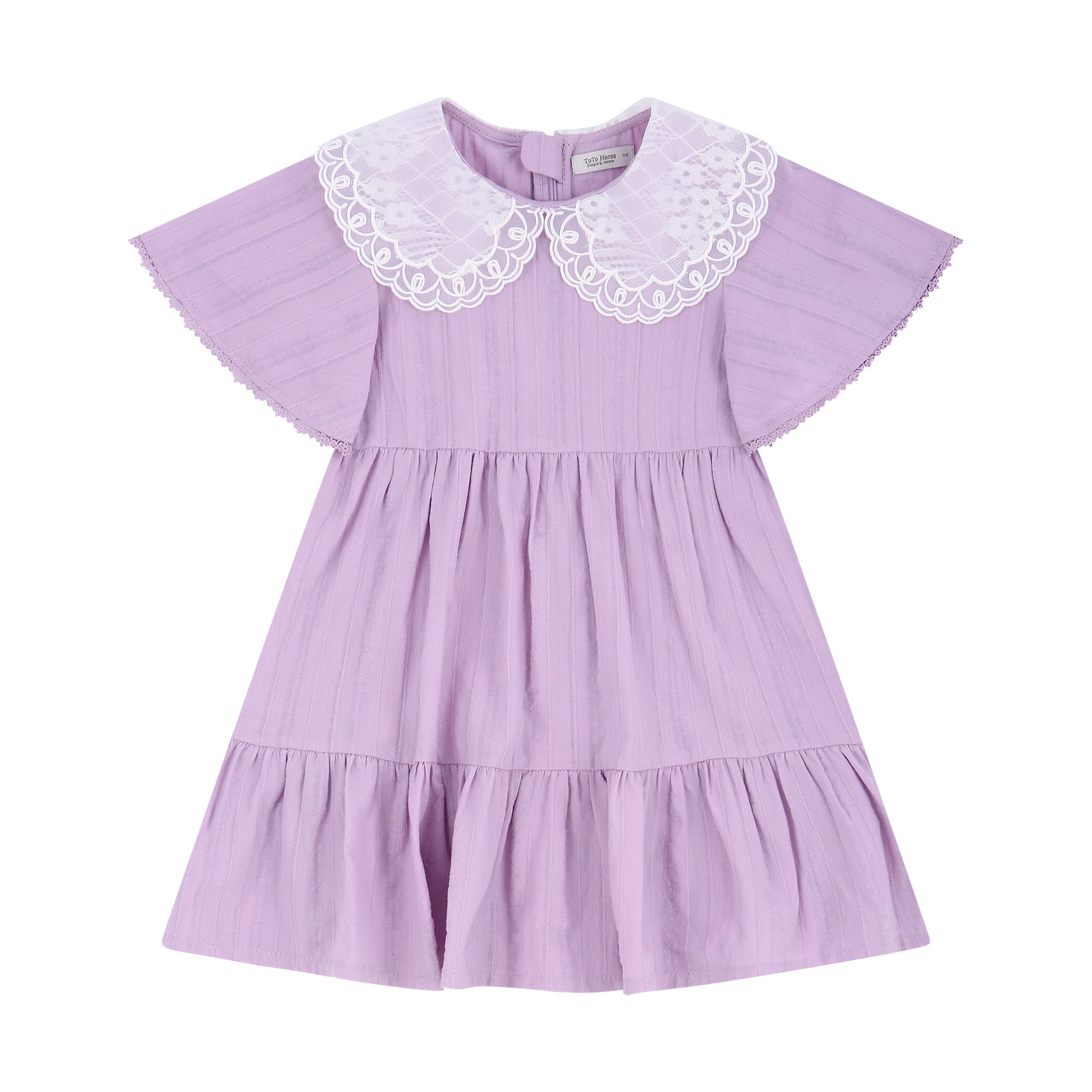 Laura Wide Lace Collar Relaxed Fit Ruffle Dress-Dress - Kids-ToTo Heros-