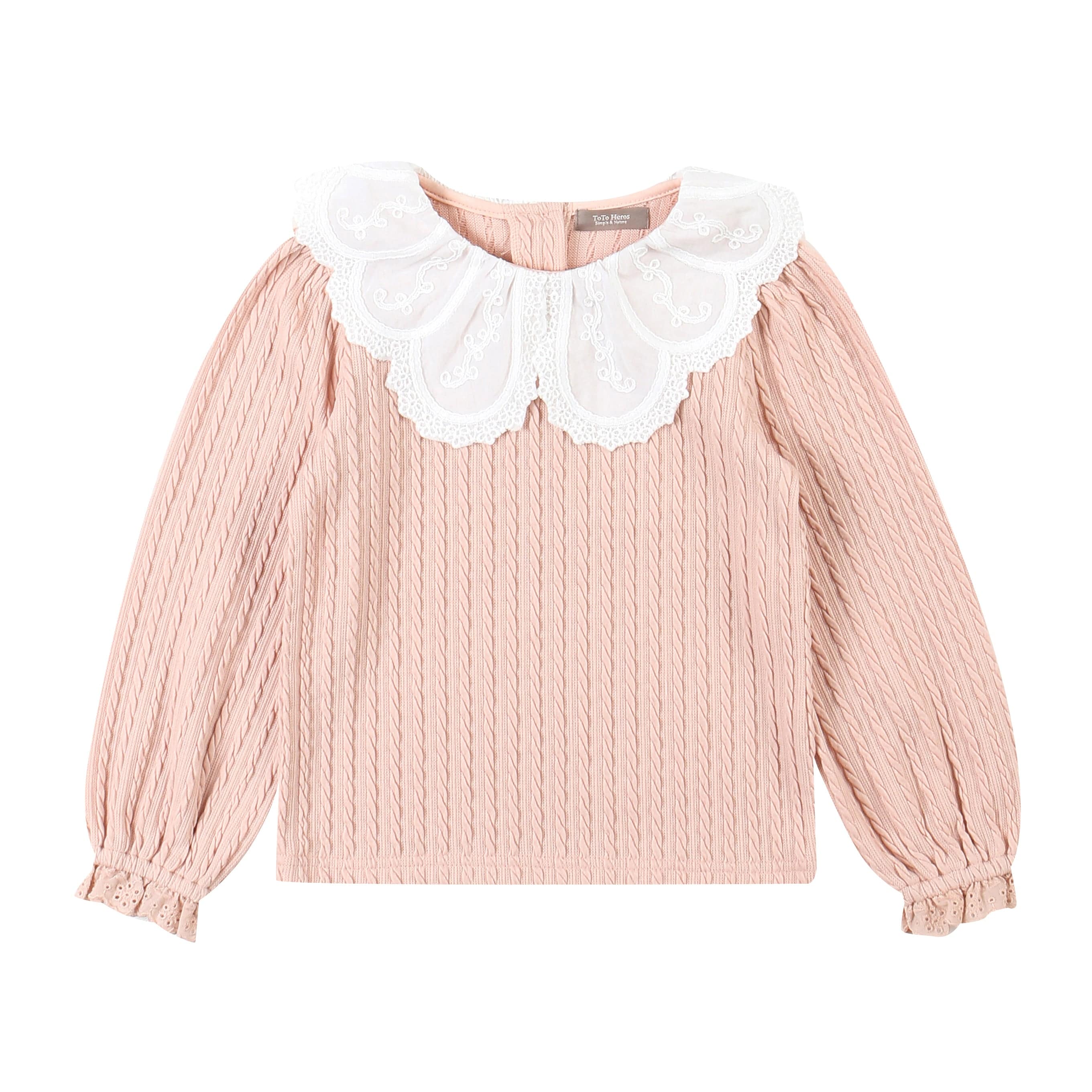 Lauren Lace Collar Ribbed T-Shirt-T-Shirt - Kids-ToTo Heros-ToTo Heros l Premium Children's Clothing