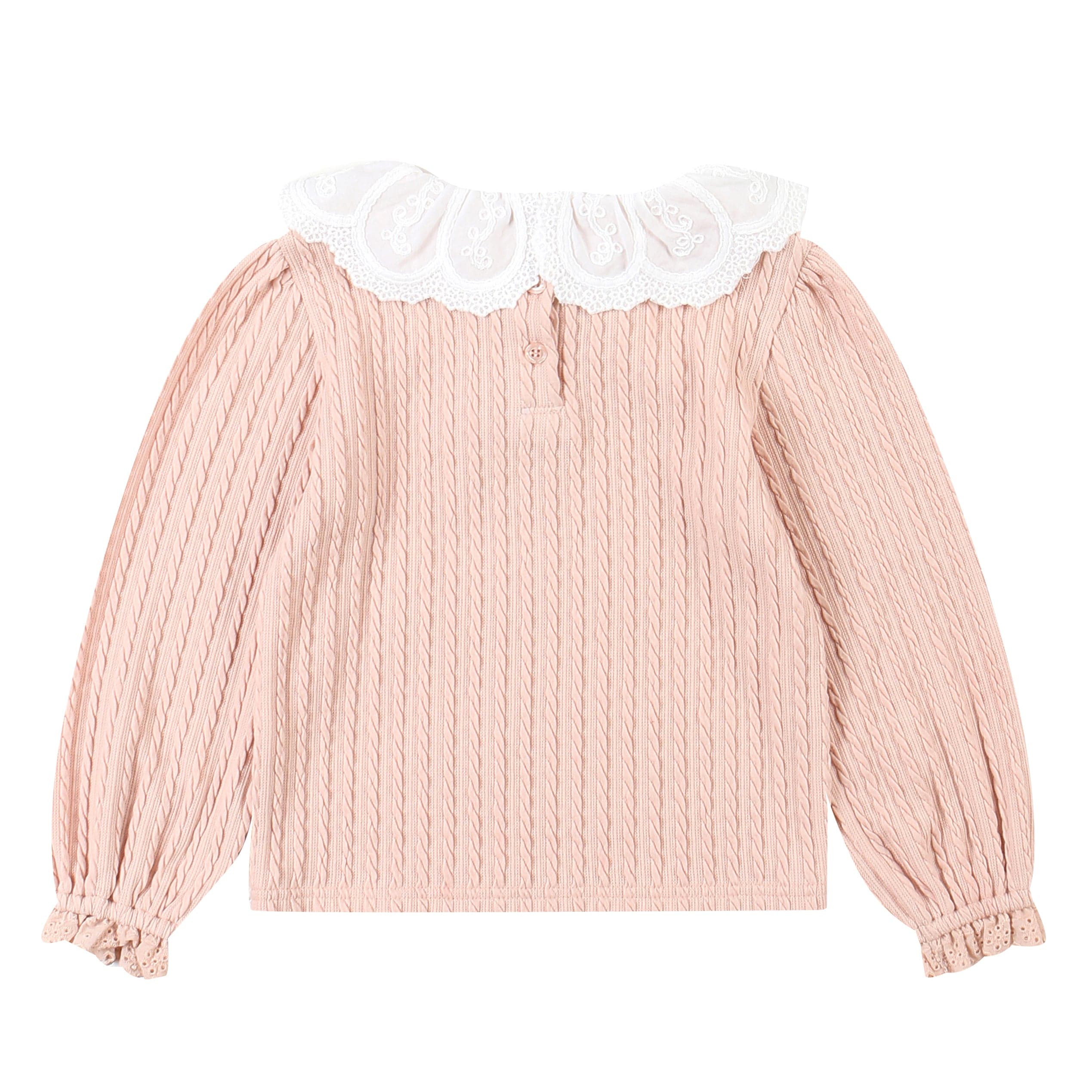 Lauren Lace Collar Ribbed T-Shirt-T-Shirt - Kids-ToTo Heros-ToTo Heros l Premium Children's Clothing