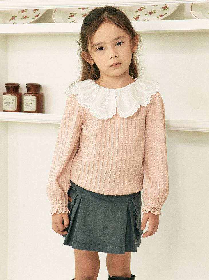 Lauren Lace Collar Ribbed T-Shirt-T-Shirt - Kids-ToTo Heros-ToTo Heros l Premium Children's Clothing