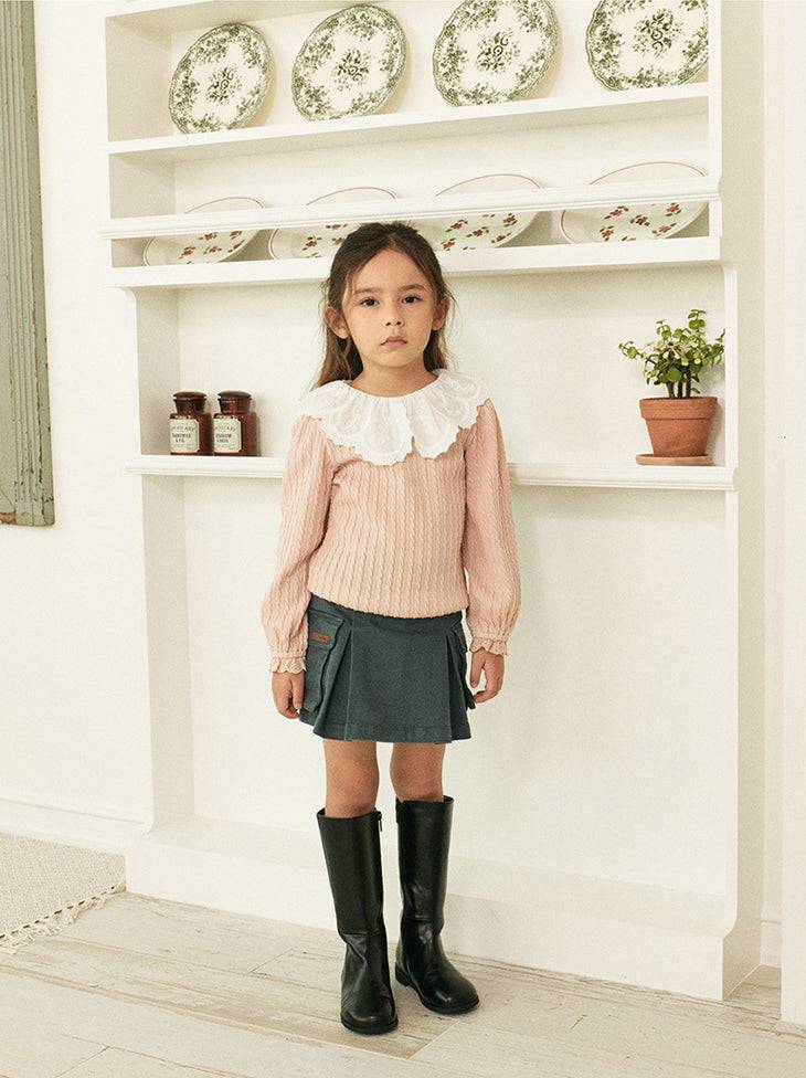 Lauren Lace Collar Ribbed T-Shirt-T-Shirt - Kids-ToTo Heros-ToTo Heros l Premium Children's Clothing