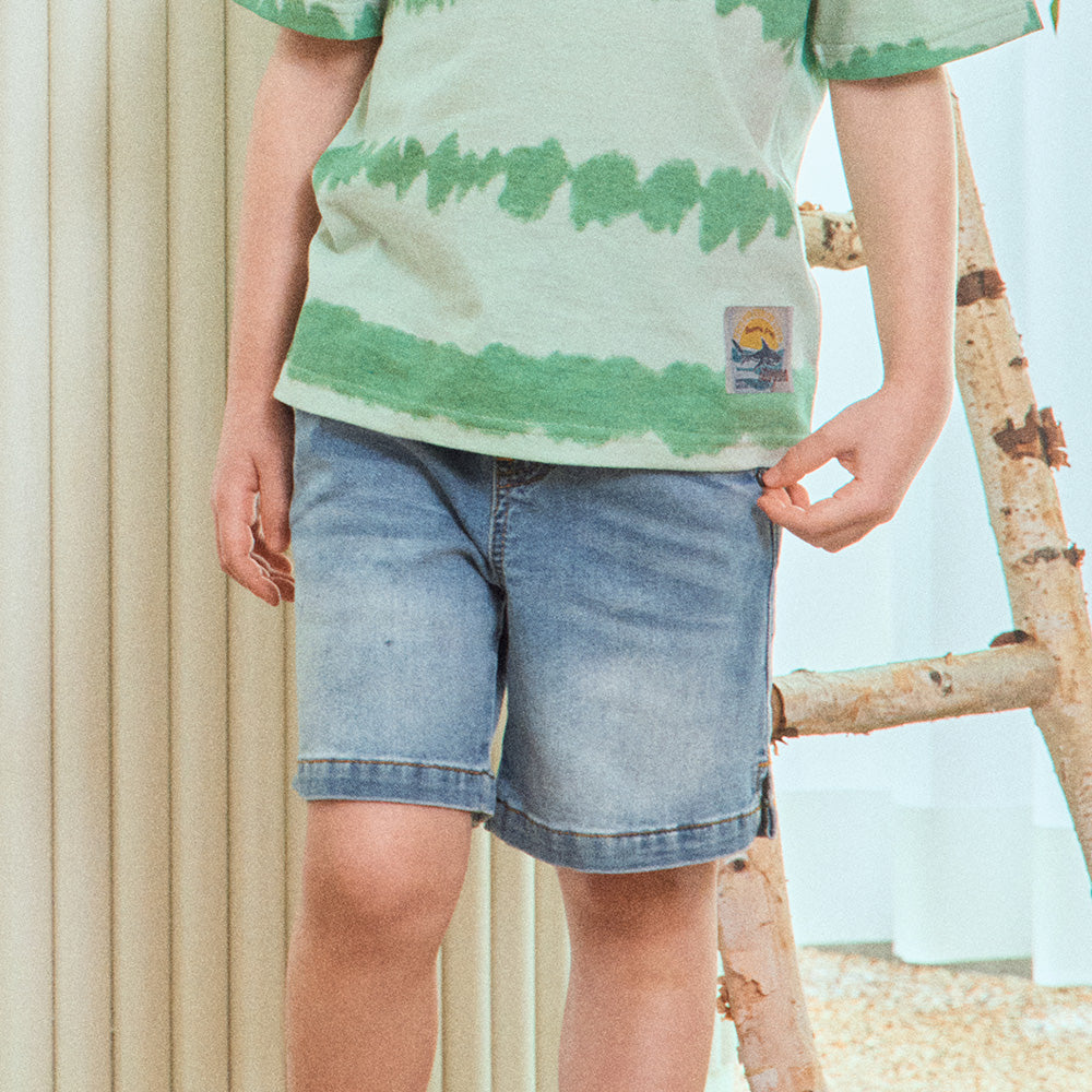 Leo Unisex Washed Pull-On Denim Shorts-Shorts - Kids-ToTo Heros-