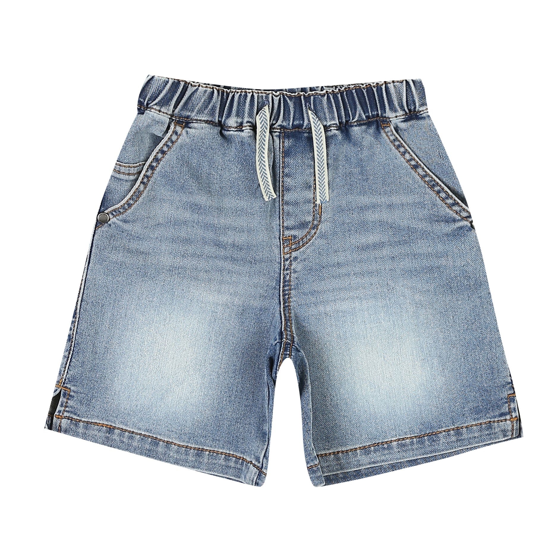 Leo Unisex Washed Pull-On Denim Shorts-Shorts - Kids-ToTo Heros-