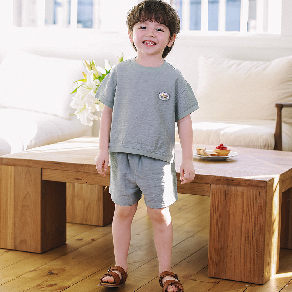Levi Linen Blend Textured Top & Shorts Set-Top & Skirt Set - Kids-ToTo Heros-