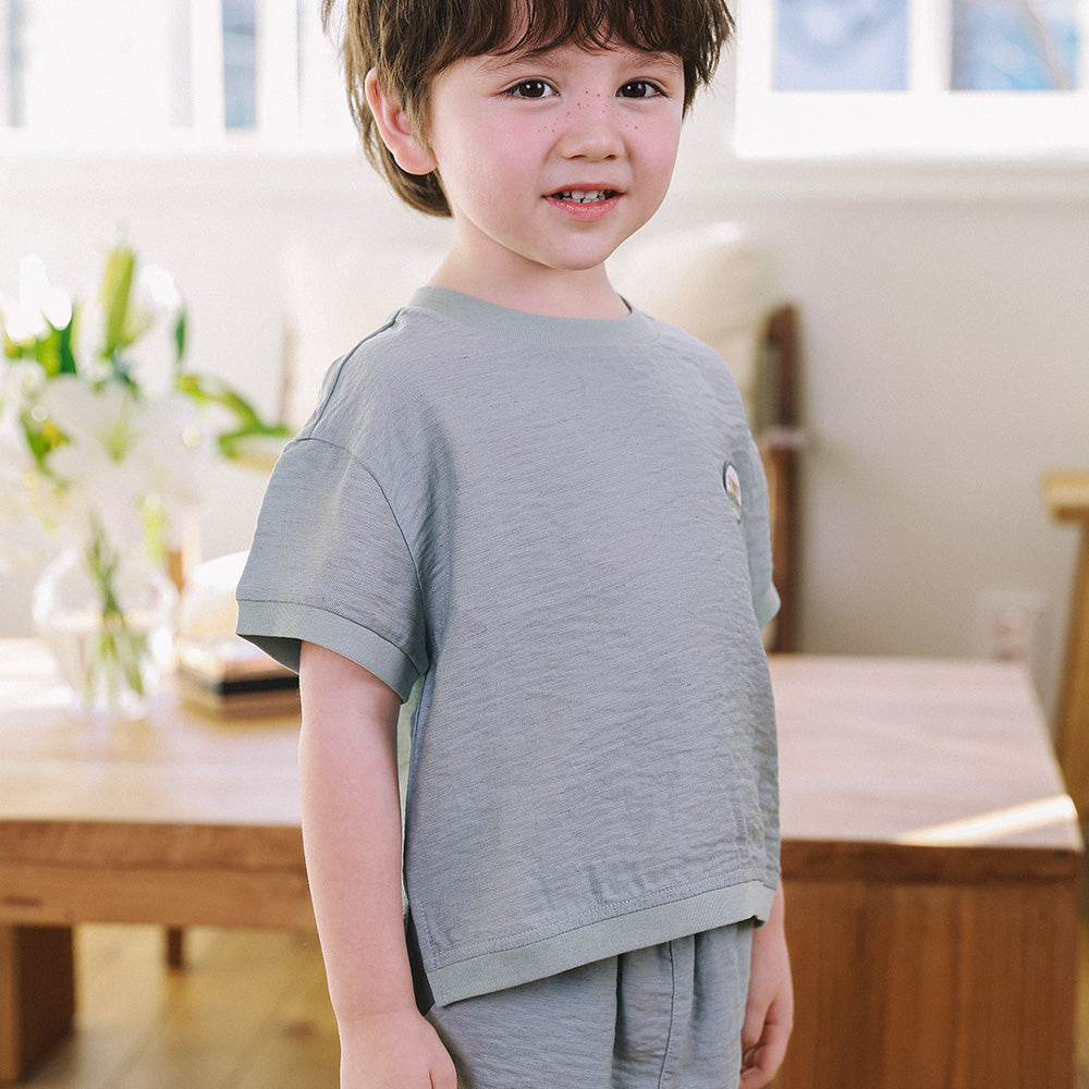 Levi Linen Blend Textured Top & Shorts Set-Top & Skirt Set - Kids-ToTo Heros-