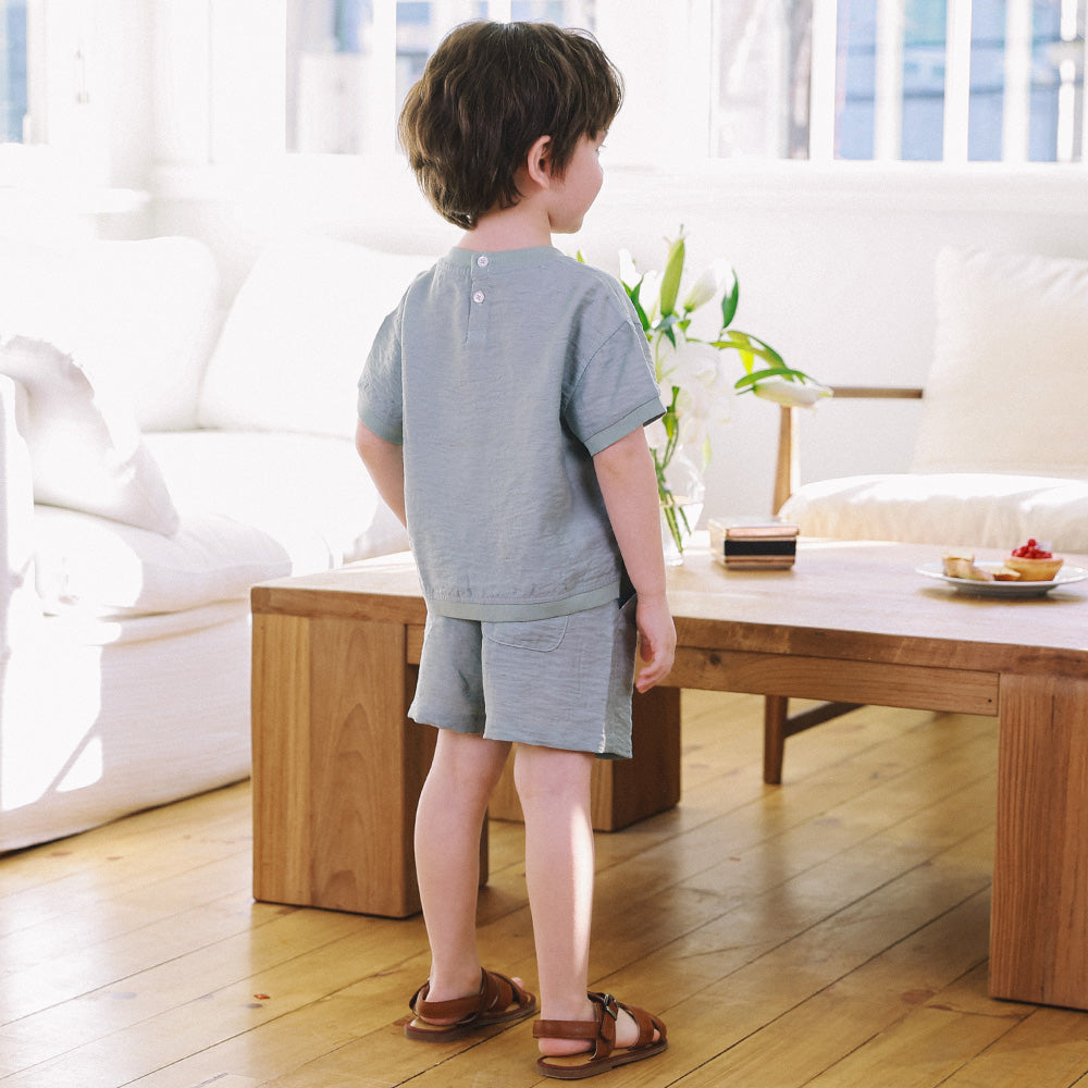 Levi Linen Blend Textured Top & Shorts Set-Top & Skirt Set - Kids-ToTo Heros-