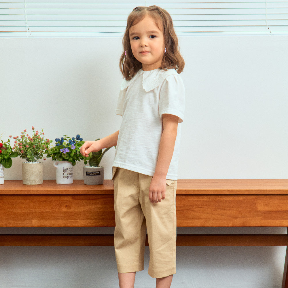 Linda Lace Wide Collar Short Sleeve T-Shirt-T-Shirt - Kids-ToTo Heros-