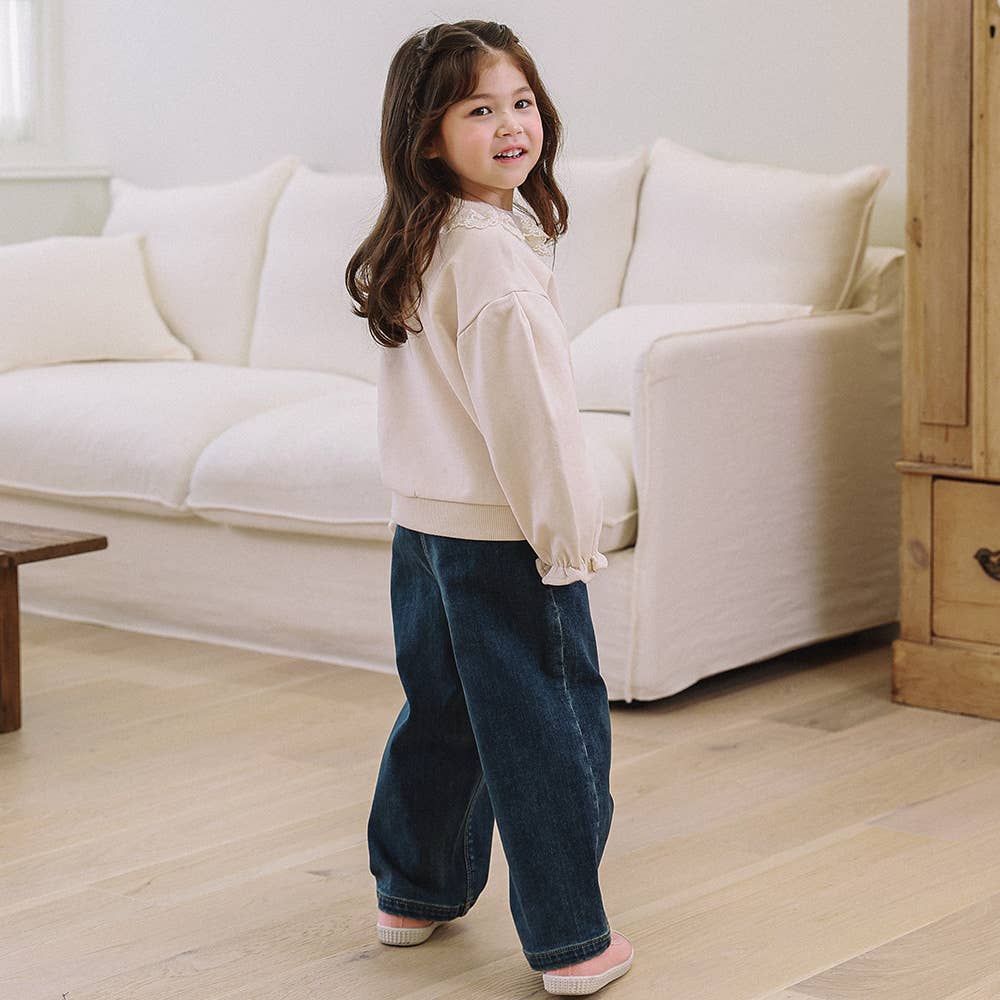Lisa Semi Wide Leg Fleeced Denim Pants-Jeans - Kids-ToTo Heros-ToTo Heros l Premium Children's Clothing