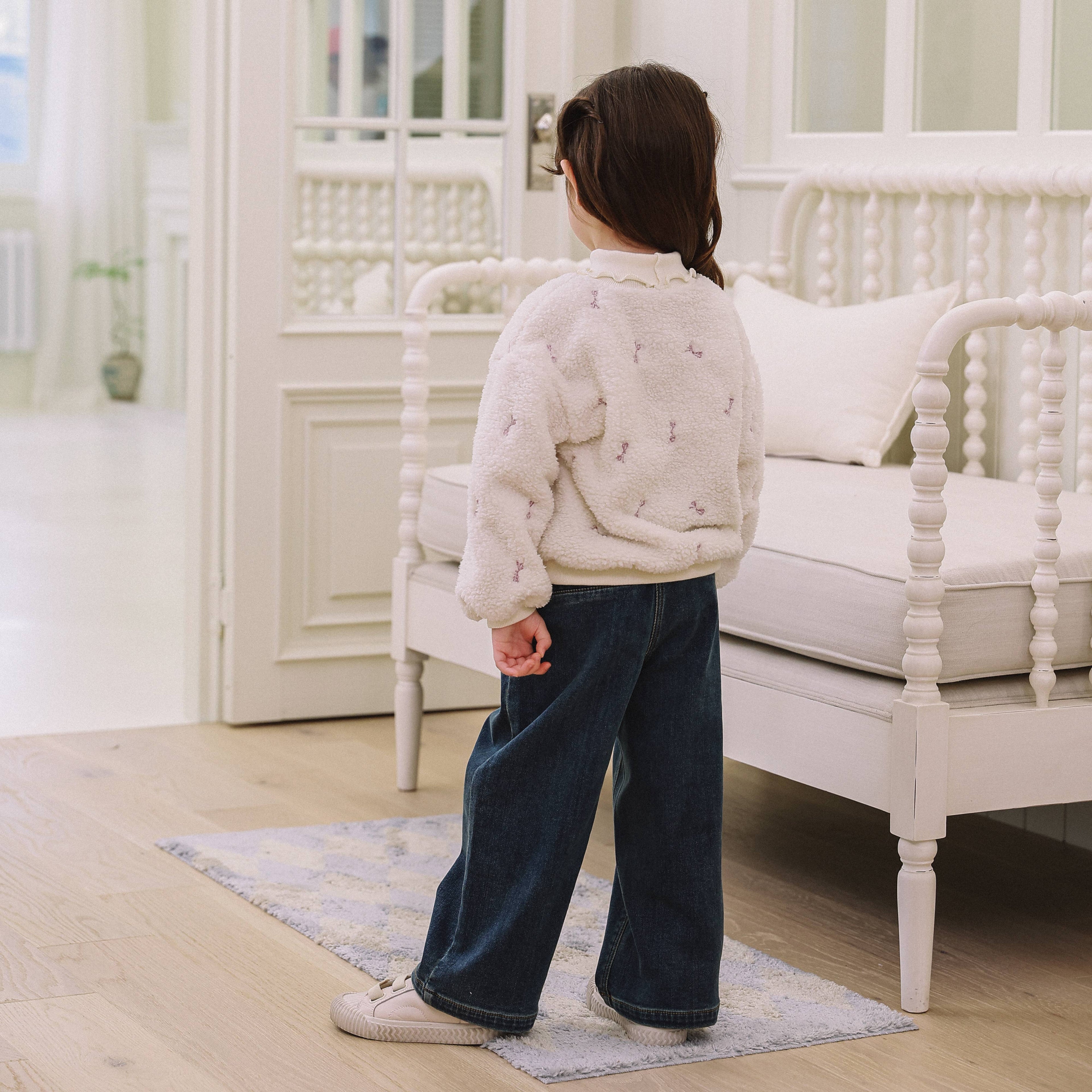 Lisa Semi Wide Leg Fleeced Denim Pants-Jeans - Kids-ToTo Heros-ToTo Heros l Premium Children's Clothing