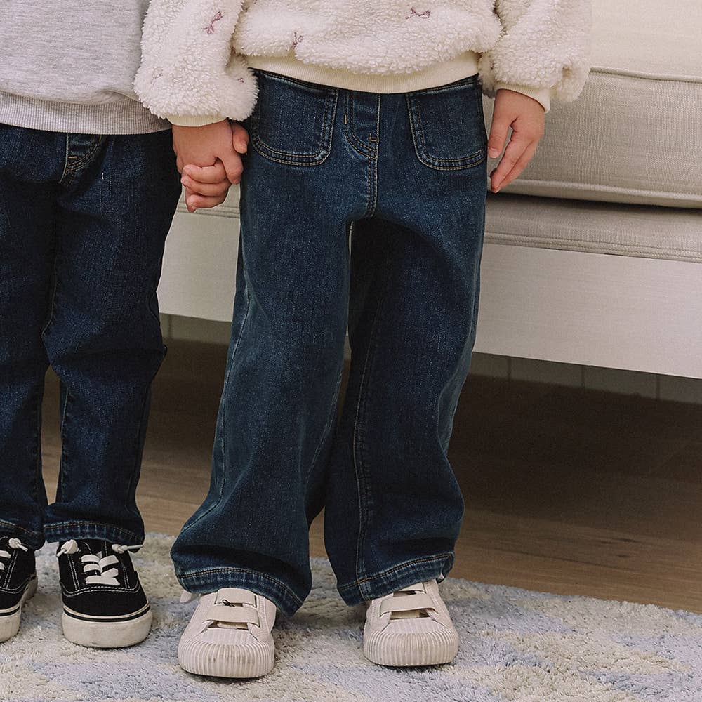 Lisa Semi Wide Leg Fleeced Denim Pants-Jeans - Kids-ToTo Heros-ToTo Heros l Premium Children's Clothing