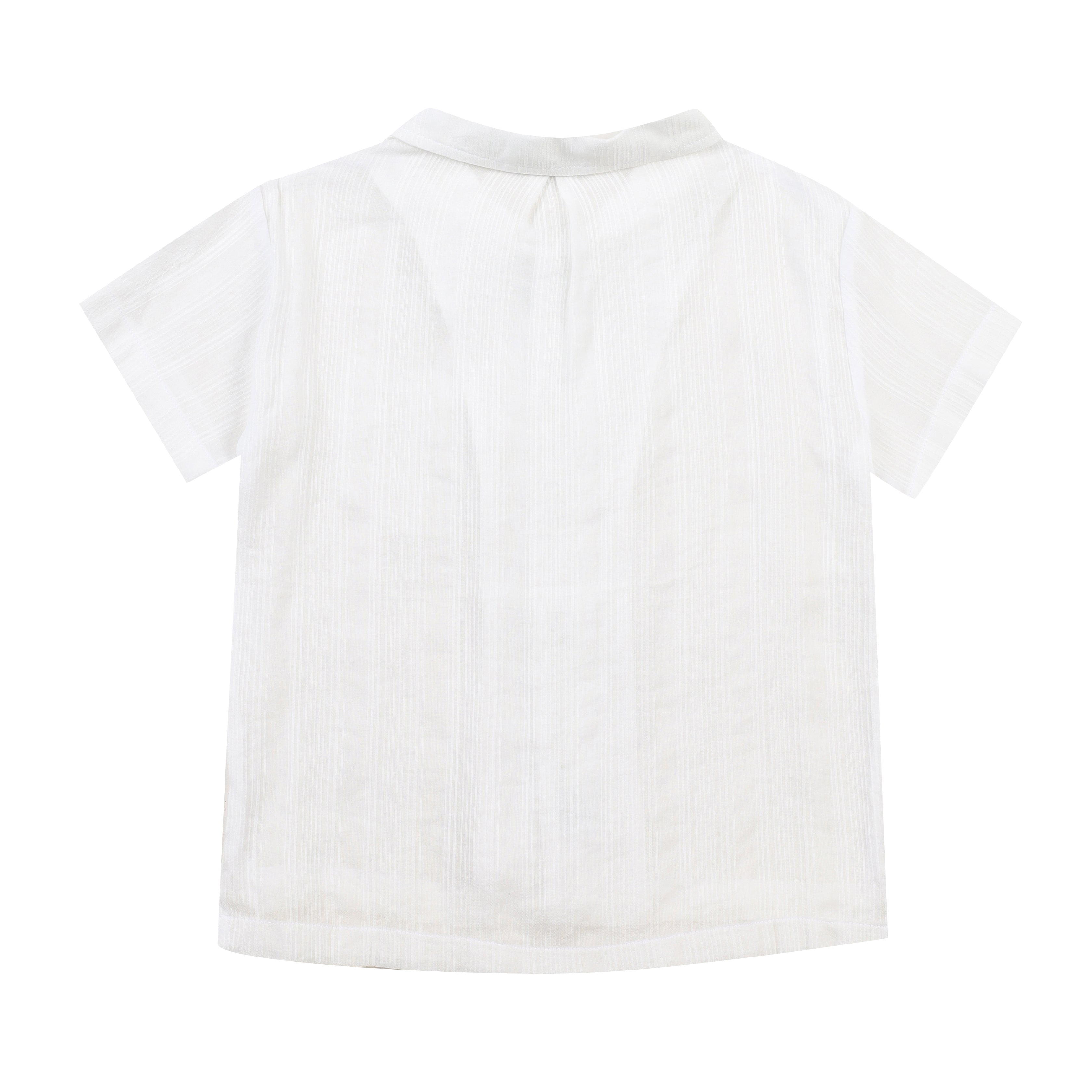 Louis Stripe Textured Collared Short Sleeve Summer Shirt-Button Down Shirt - Kids-ToTo Heros-