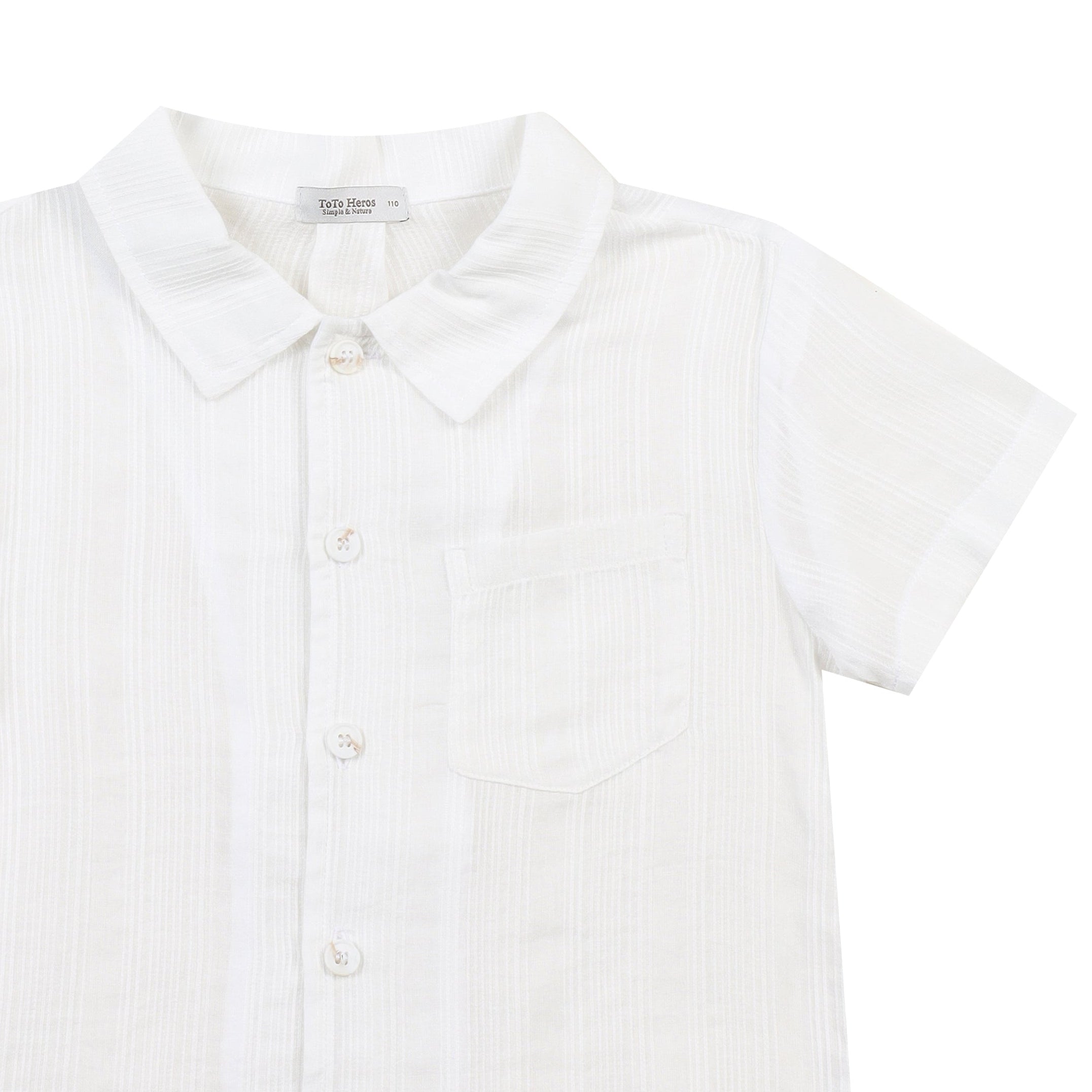Louis Stripe Textured Collared Short Sleeve Summer Shirt-Button Down Shirt - Kids-ToTo Heros-