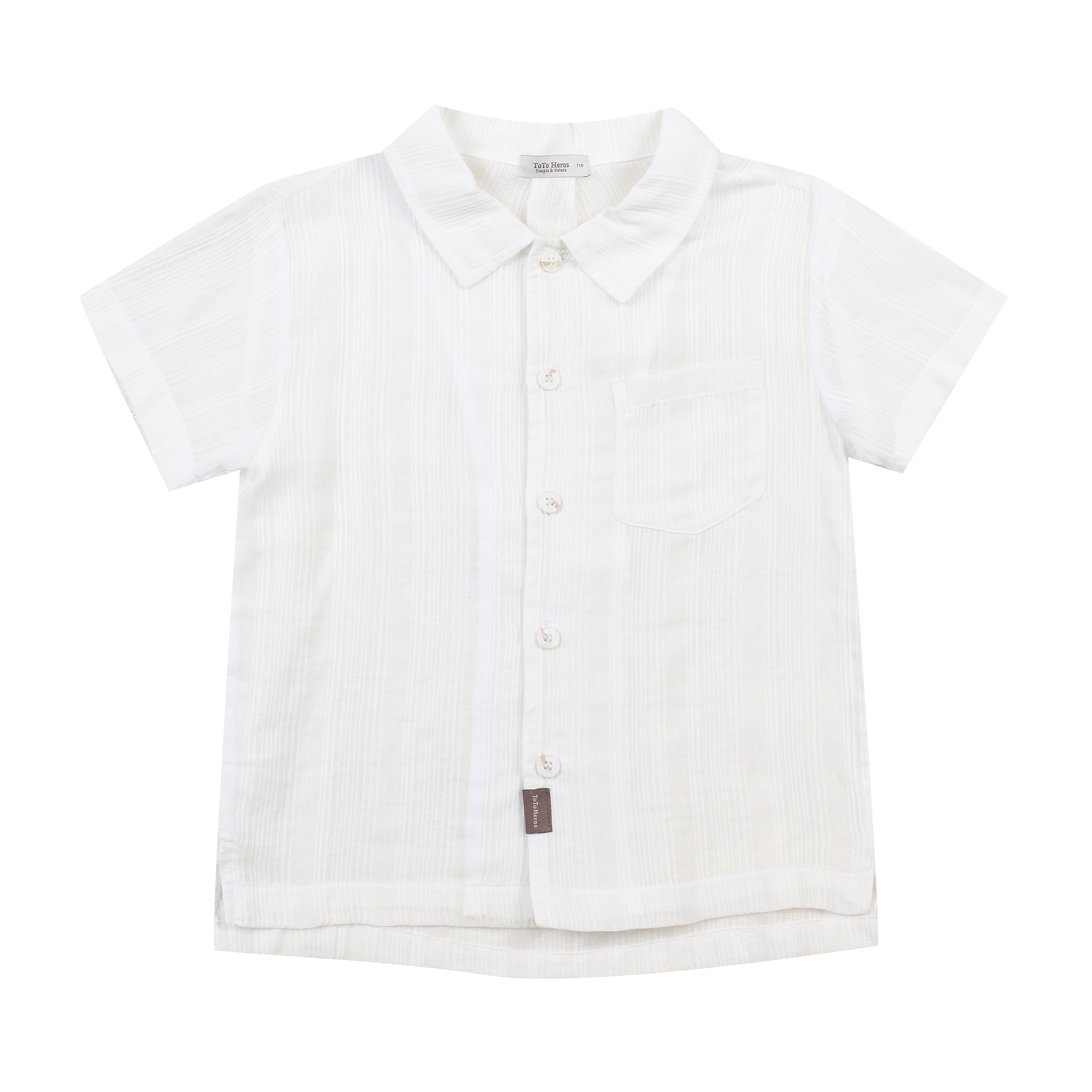 Louis Stripe Textured Collared Short Sleeve Summer Shirt-Button Down Shirt - Kids-ToTo Heros-