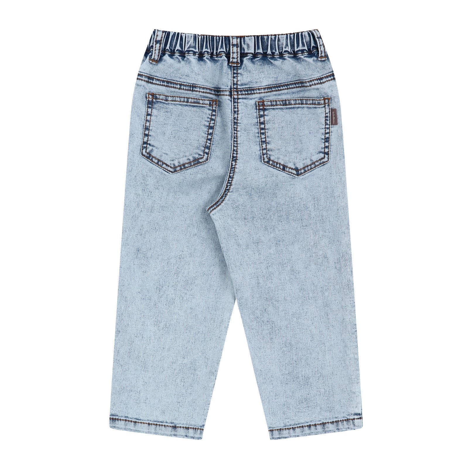 Marina Stretchy Pull-On Cropped Straight Washed Denim Pants-Jeans - Kids-ToTo Heros-