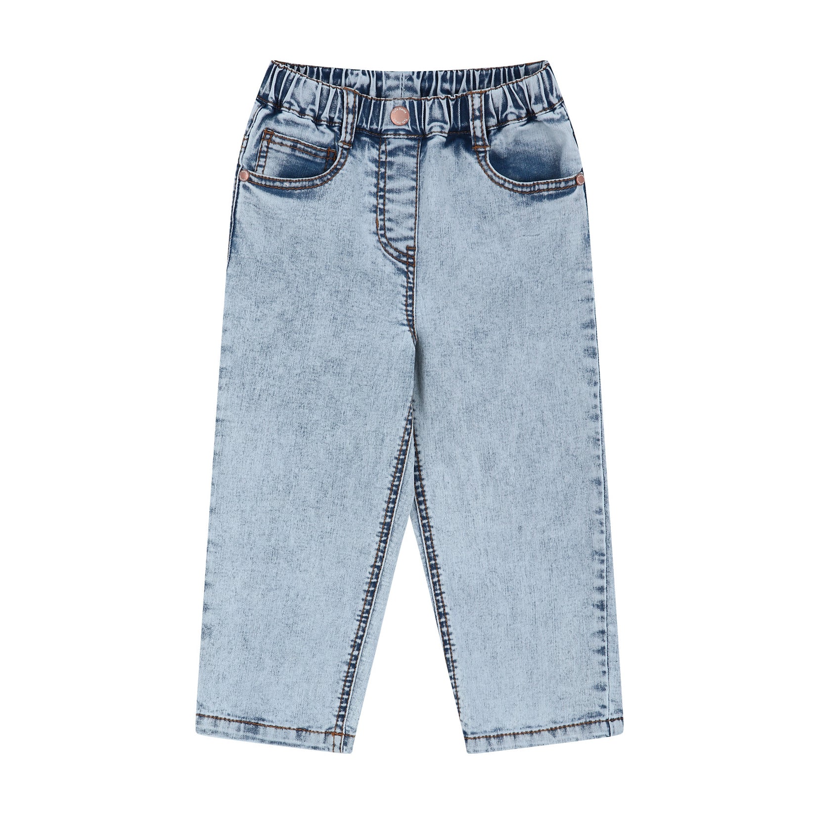 Marina Stretchy Pull-On Cropped Straight Washed Denim Pants-Jeans - Kids-ToTo Heros-