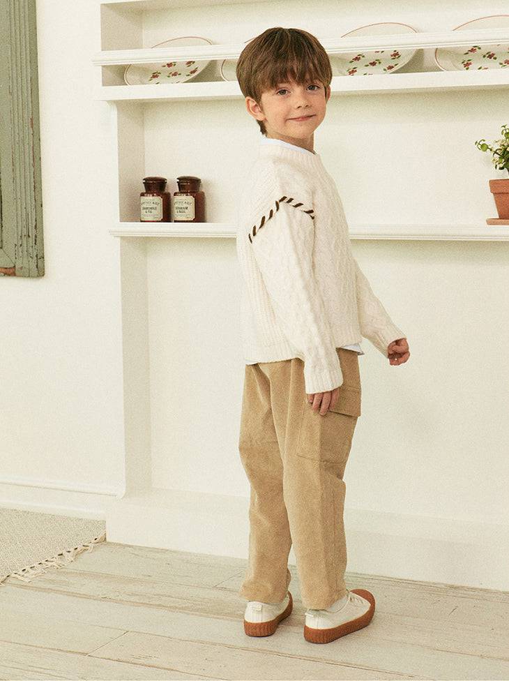 Max Braided Shoulder Cable Knit Sweater-Knit Sweater - Kids-ToTo Heros-ToTo Heros l Premium Children's Clothing