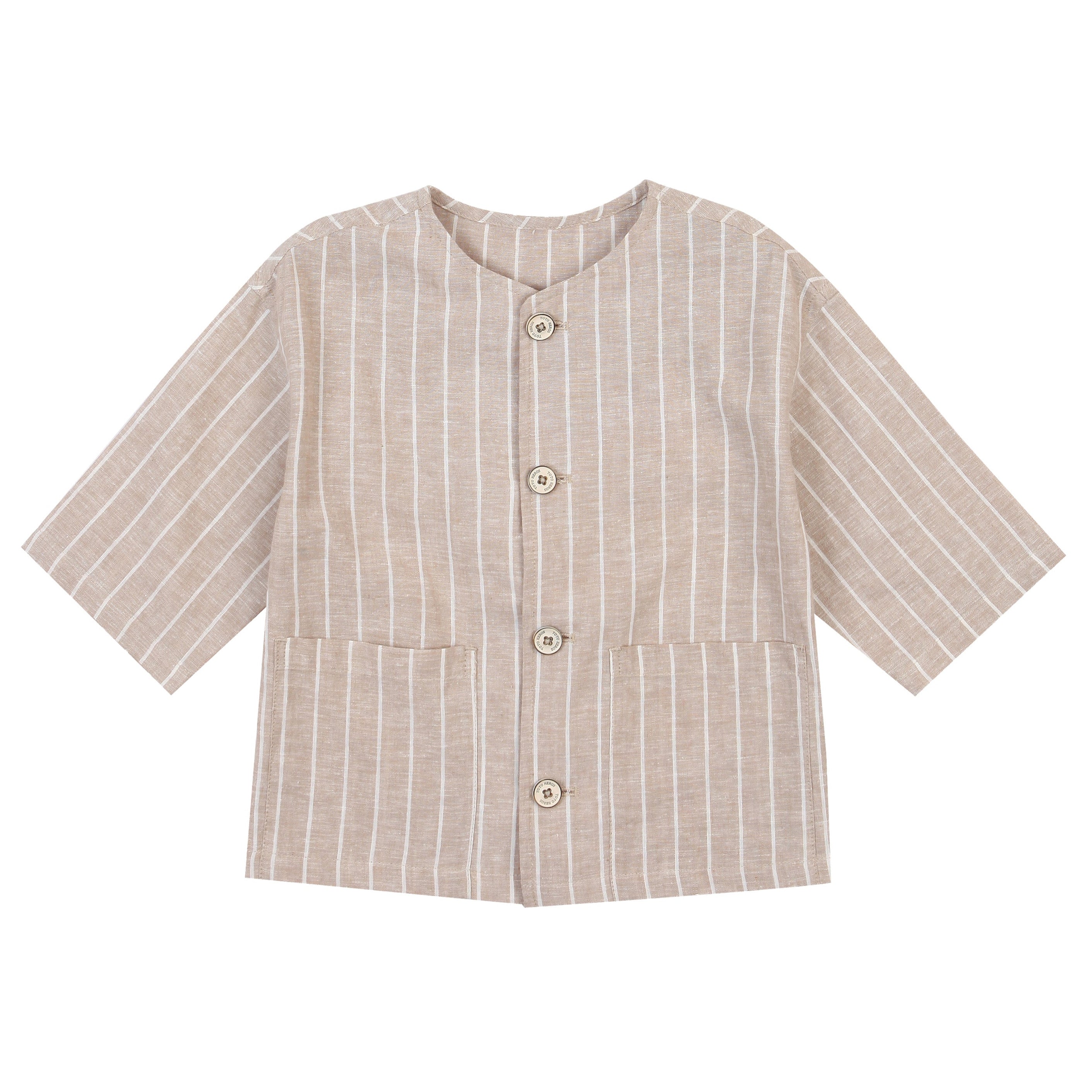 Max Linen Blend Stripe Button Down Shirt-Button Down Shirt - Kids-ToTo Heros-