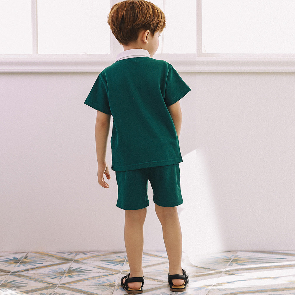 Max Piqué Polo Shirt & Side Stripe Shorts Set-Top & Skirt Set - Kids-ToTo Heros-