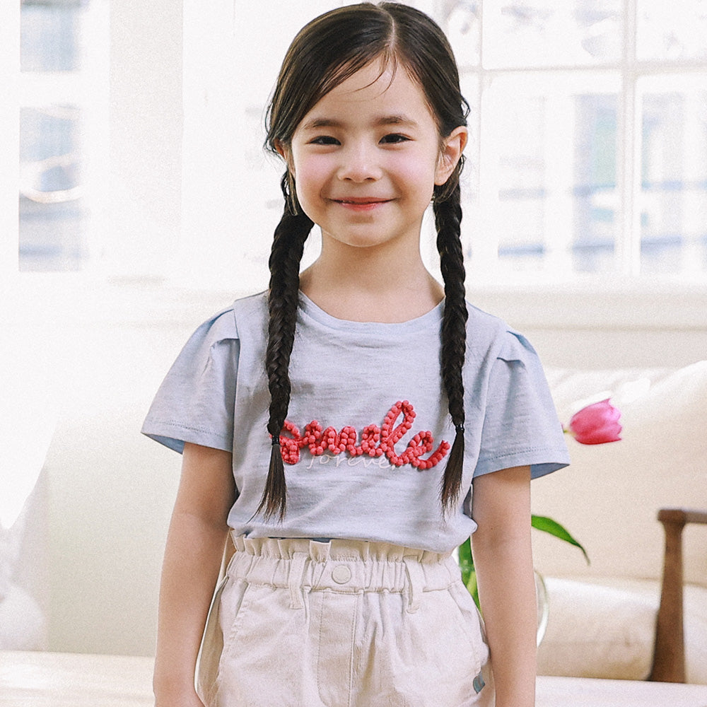 Mazy Smile Lettering Puff Sleeve T-Shirt-T-Shirt - Kids-ToTo Heros-