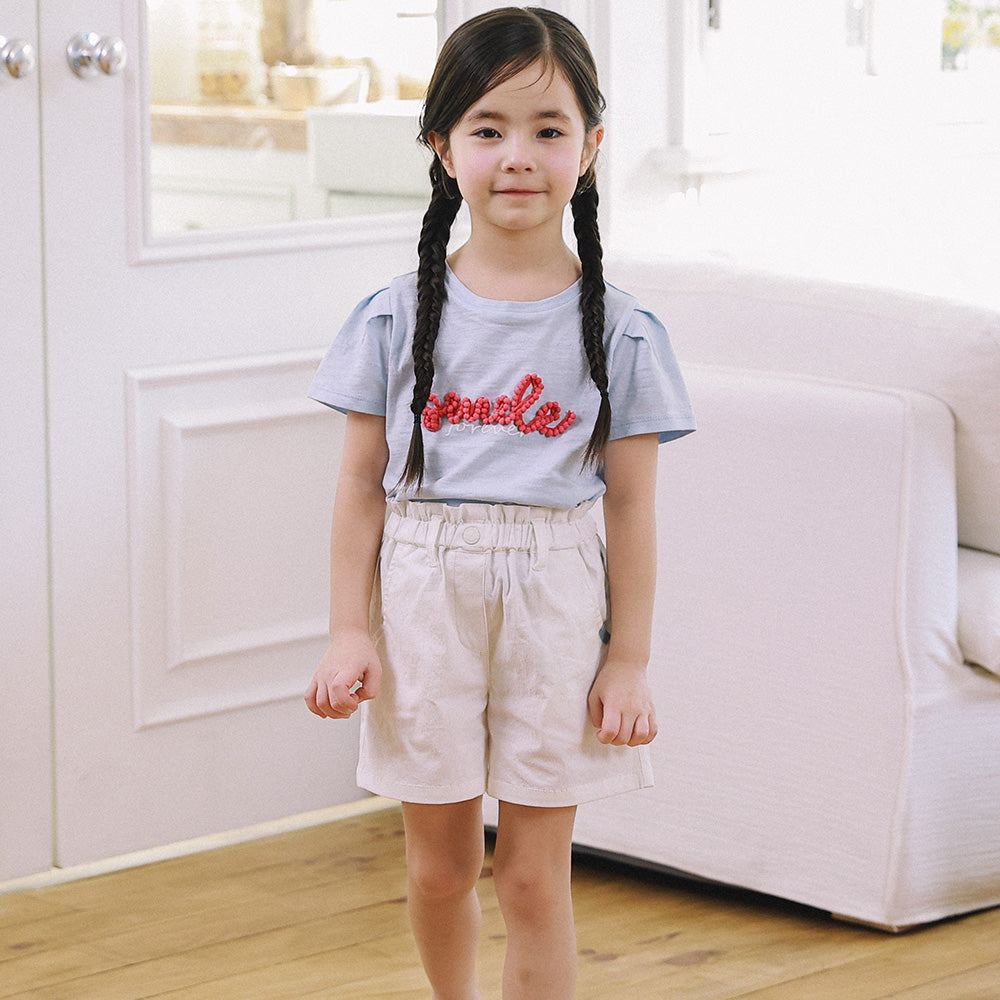 Mazy Smile Lettering Puff Sleeve T-Shirt-T-Shirt - Kids-ToTo Heros-