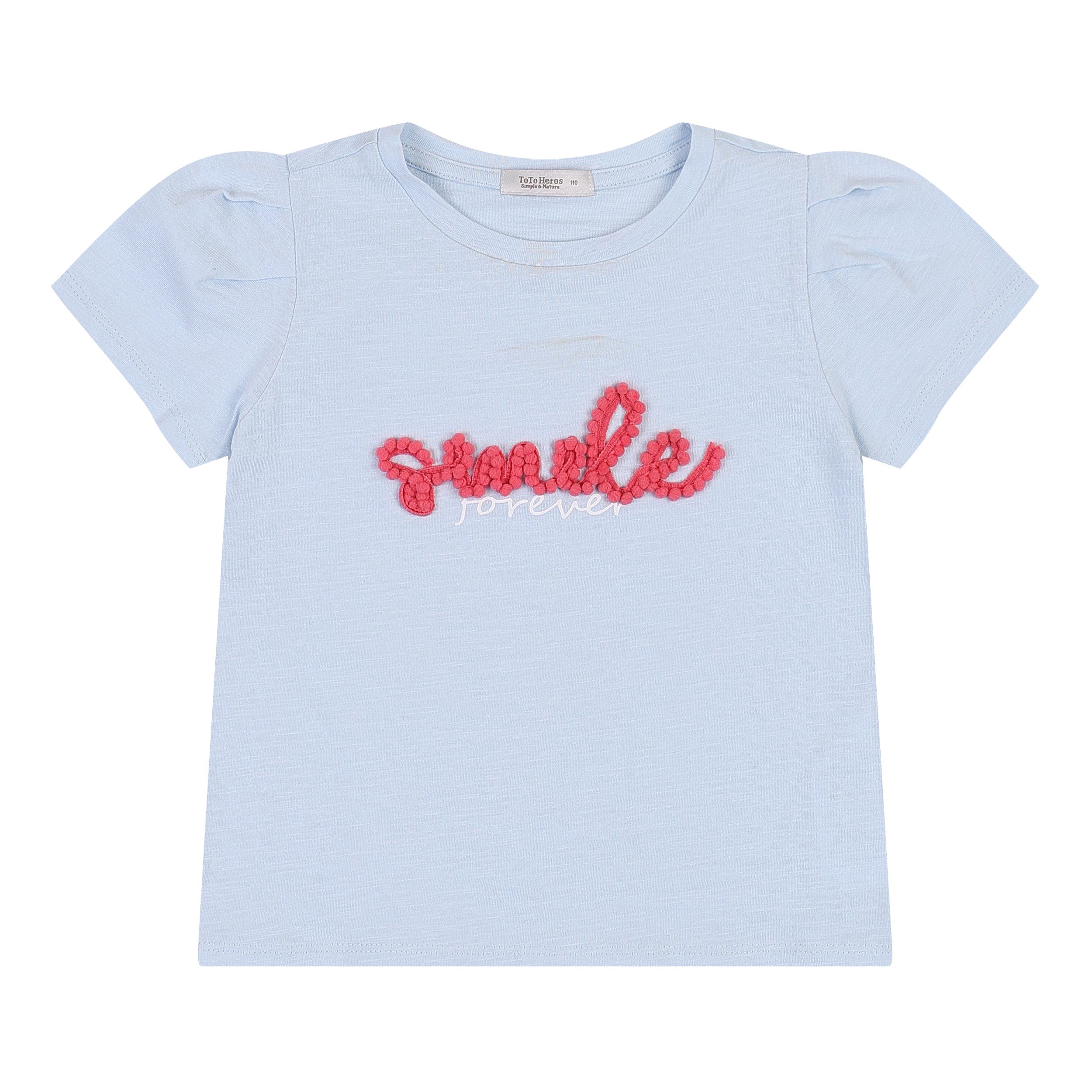 Mazy Smile Lettering Puff Sleeve T-Shirt-T-Shirt - Kids-ToTo Heros-
