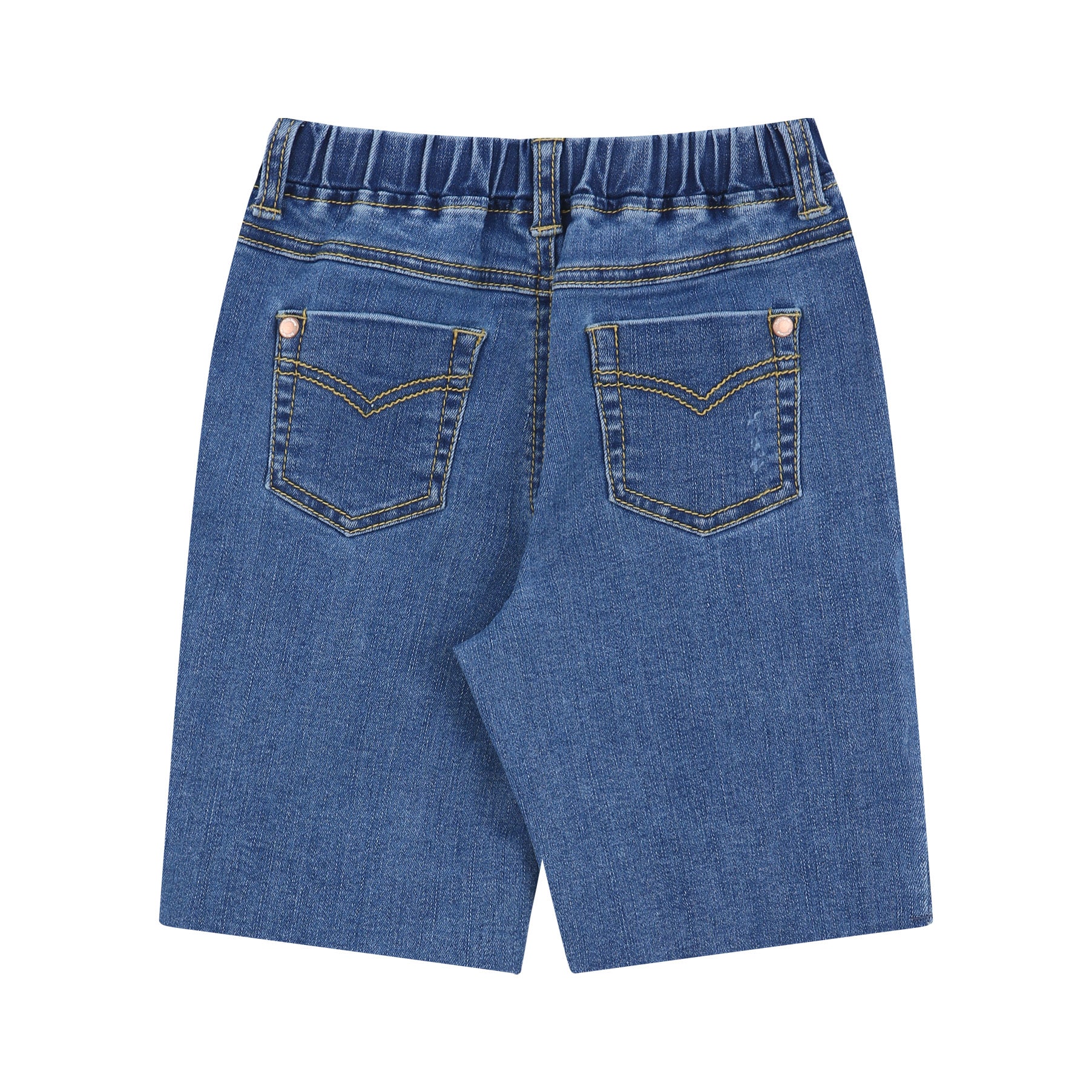 Miles Stretchy Pull-On Raw Hem Straight Bermuda Denim Shorts-Jeans - Kids-ToTo Heros-