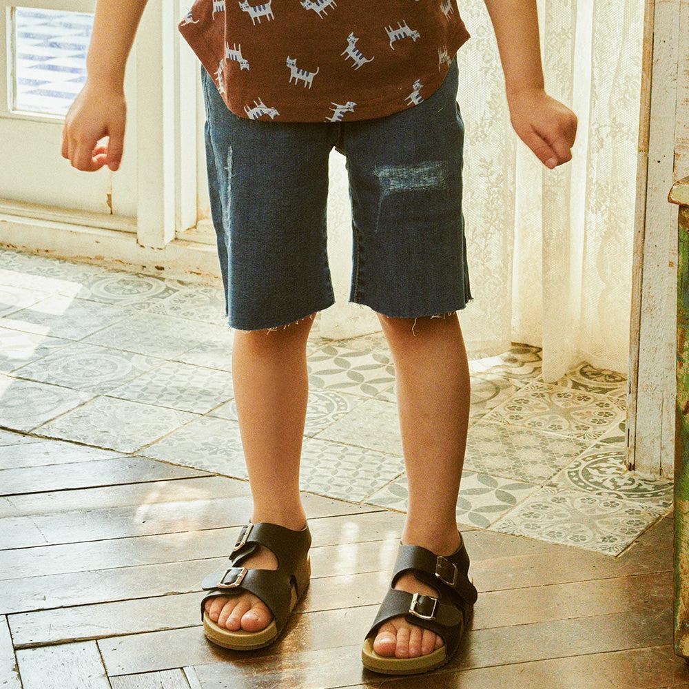 Miles Stretchy Pull-On Raw Hem Straight Bermuda Denim Shorts-Jeans - Kids-ToTo Heros-