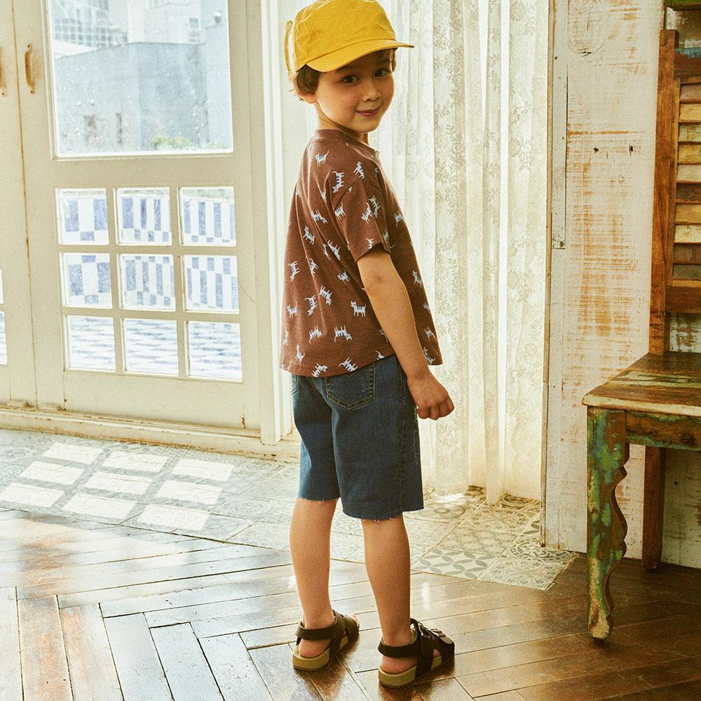 Miles Stretchy Pull-On Raw Hem Straight Bermuda Denim Shorts-Jeans - Kids-ToTo Heros-
