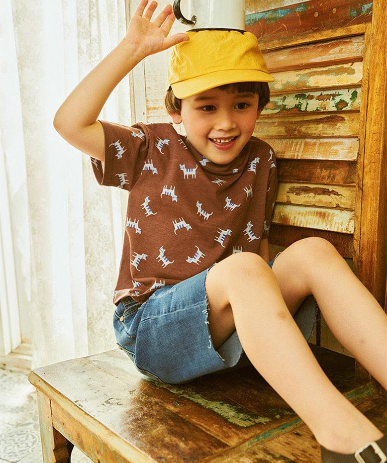 Miles Stretchy Pull-On Raw Hem Straight Bermuda Denim Shorts-Jeans - Kids-ToTo Heros-