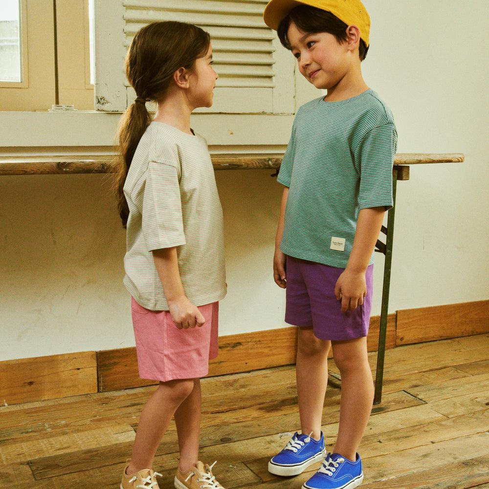Mini Stripes T-Shirt & Solid Shorts Set-Top & Skirt Set - Kids-ToTo Heros-