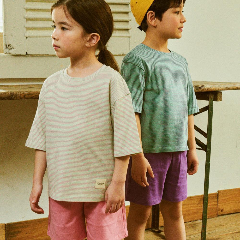 Mini Stripes T-Shirt & Solid Shorts Set-Top & Skirt Set - Kids-ToTo Heros-