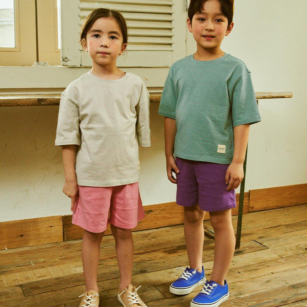 Mini Stripes T-Shirt & Solid Shorts Set-Top & Skirt Set - Kids-ToTo Heros-