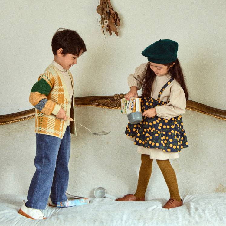 Multi-Colorblock Checkered Knit Cardigan-Cardigan - Kids-ToTo Heros-ToTo Heros l Premium Children's Clothing