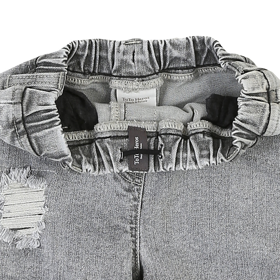 Nina Washed Black Pull-On Summer Denim Shorts-Shorts - Kids-ToTo Heros-