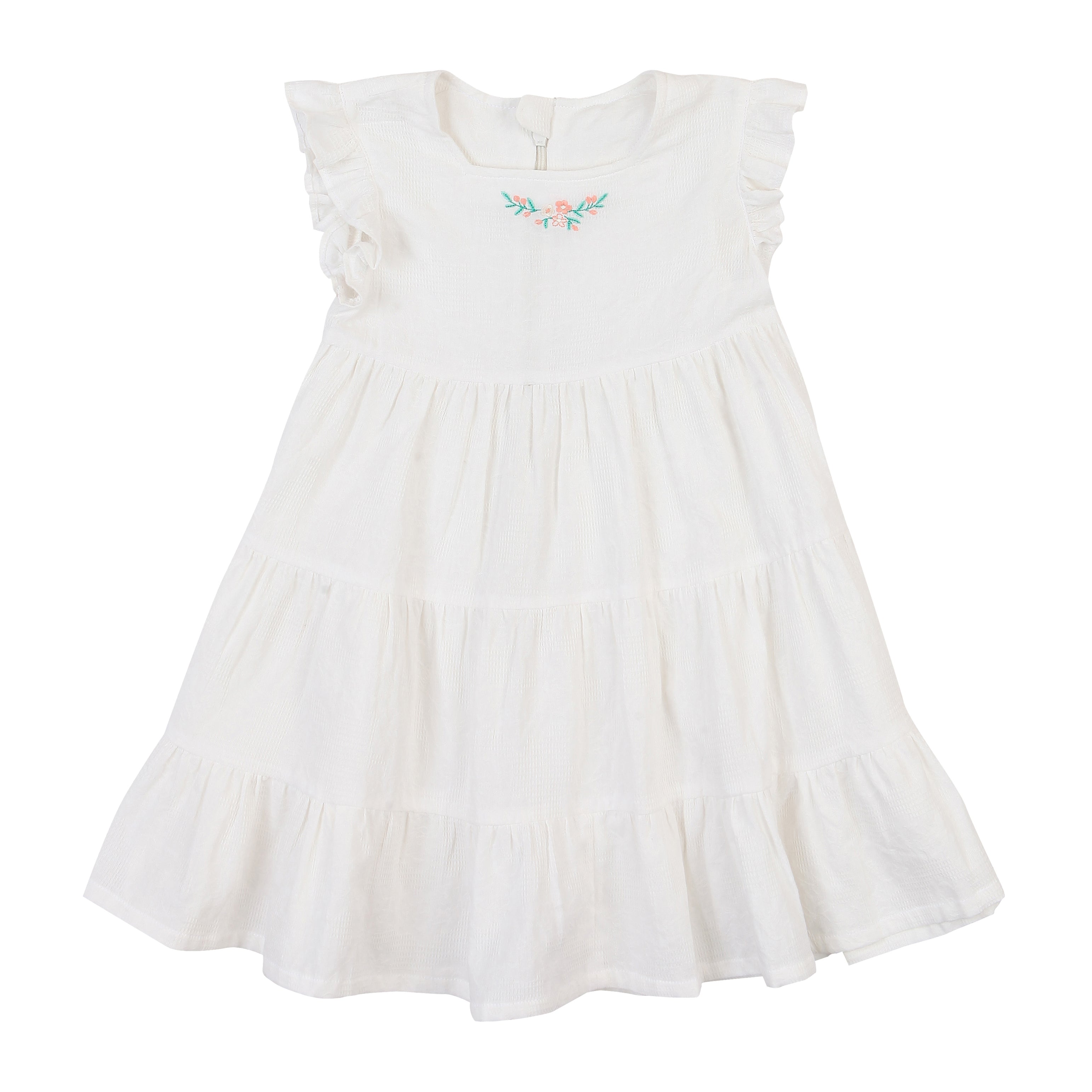 Paige Square Neck Floral Embroidery Angel Ruffle Sleeve Summer Dress-Dress - Kids-ToTo Heros-