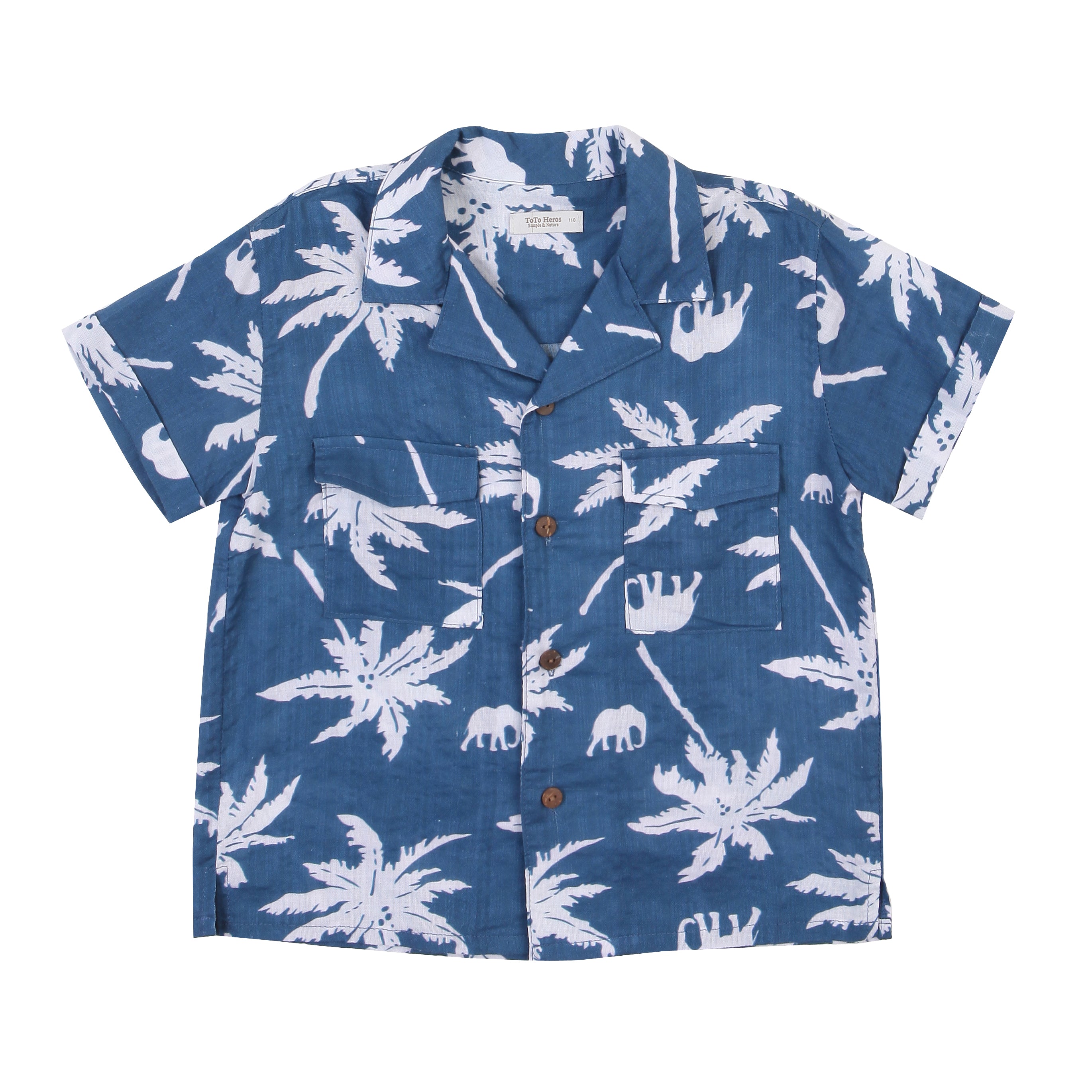 Palm Tree Graphic Print Collared Summer Vacation Shirt-Button Down Shirt - Kids-ToTo Heros-