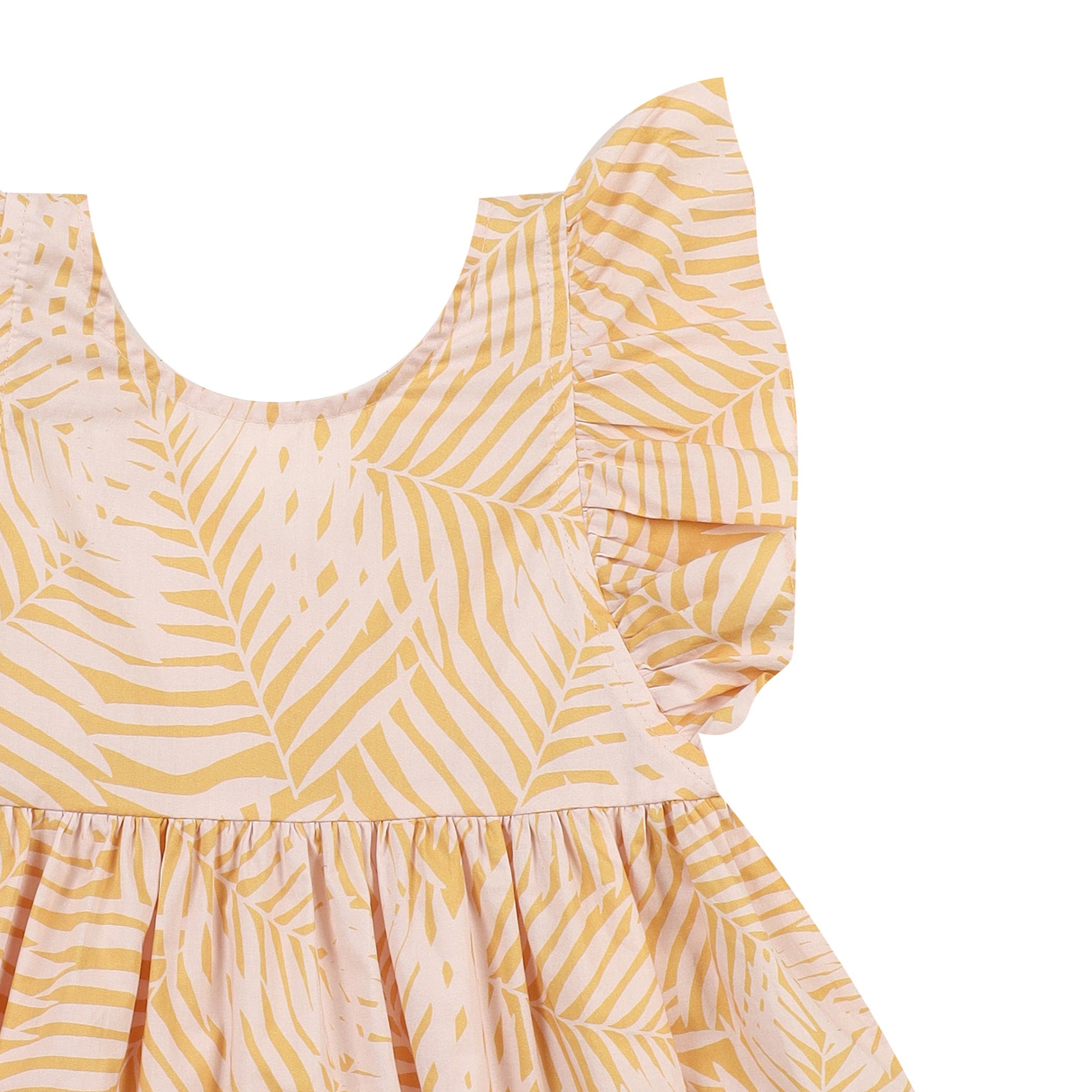 Palm Tree Leaf Graphic Print Ruffled Angel Sleeve Summer Vacation Dress-Dress - Kids-ToTo Heros-