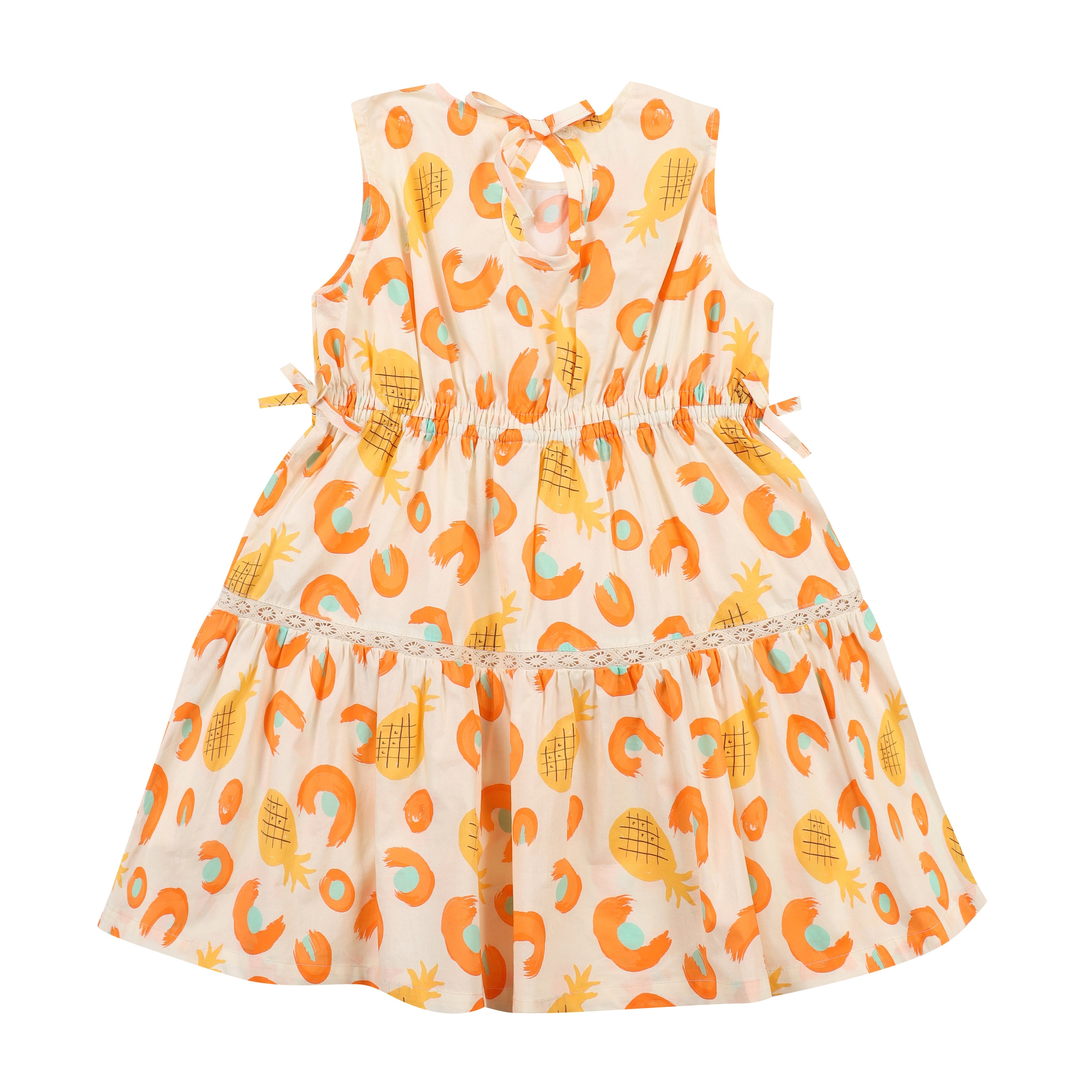 Pineapple Graphic Print Tiered Summer Vacation Dress-Dress - Kids-ToTo Heros-