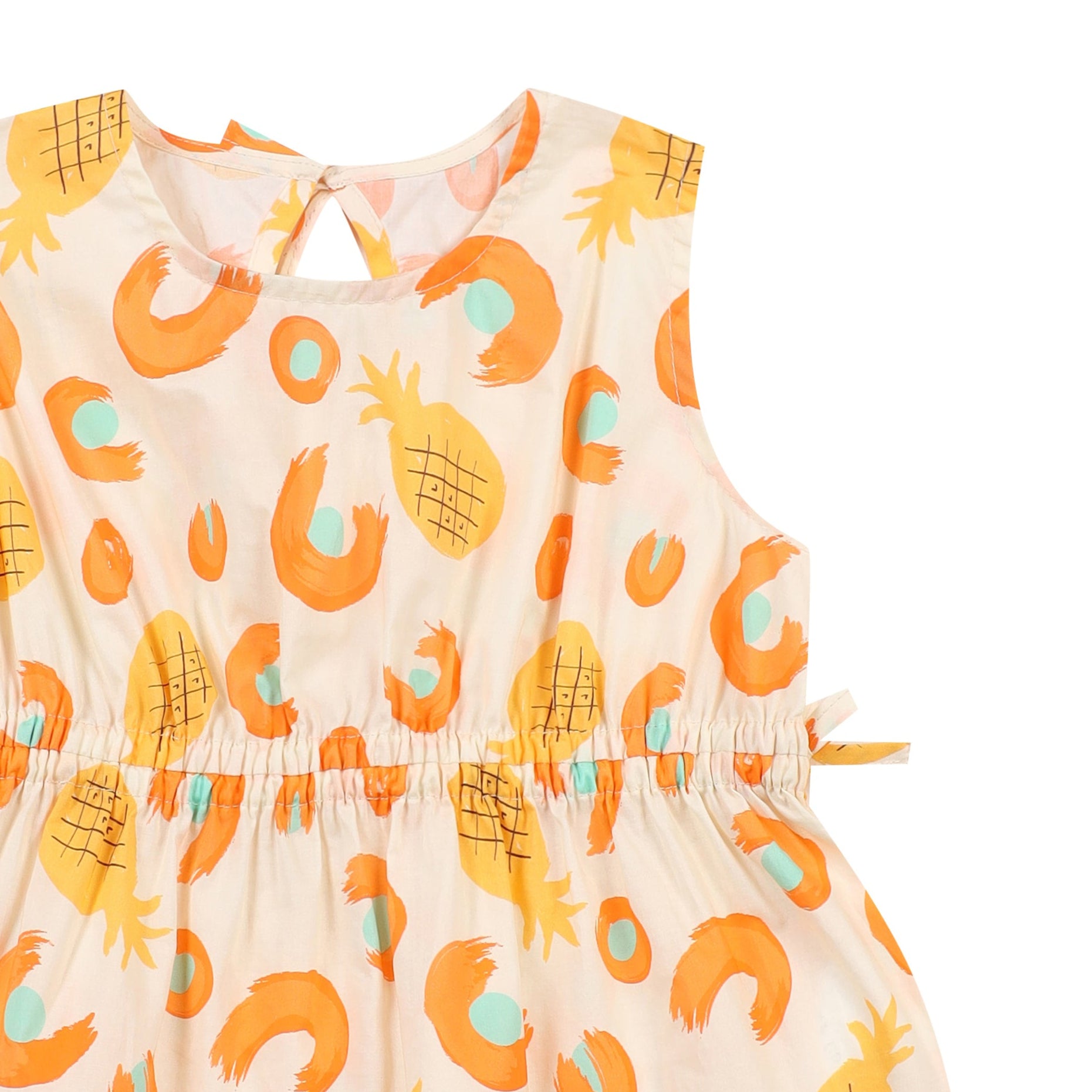 Pineapple Graphic Print Tiered Summer Vacation Dress-Dress - Kids-ToTo Heros-
