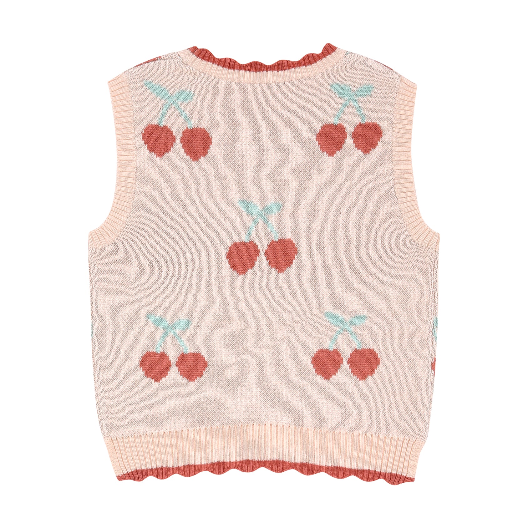 Rachel Scallop Trim Cherry Sweater Vest-Sweater Vest - Kids-ToTo Heros-ToTo Heros l Premium Children's Clothing