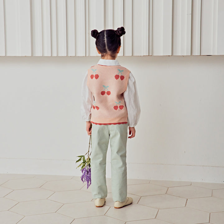 Rachel Scallop Trim Cherry Sweater Vest-Sweater Vest - Kids-ToTo Heros-ToTo Heros l Premium Children's Clothing