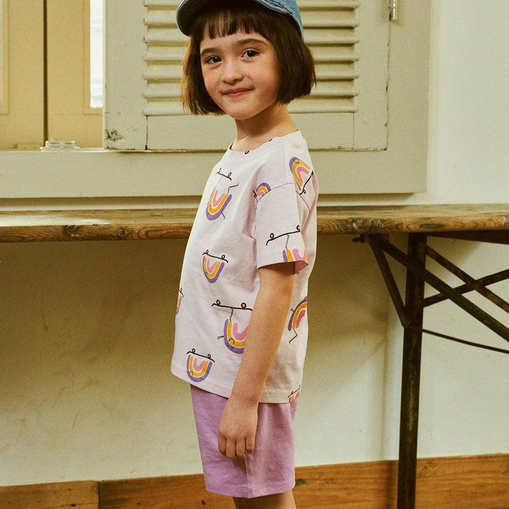 Rainbow Print T-Shirt & Solid Shorts Set-Top & Skirt Set - Kids-ToTo Heros-