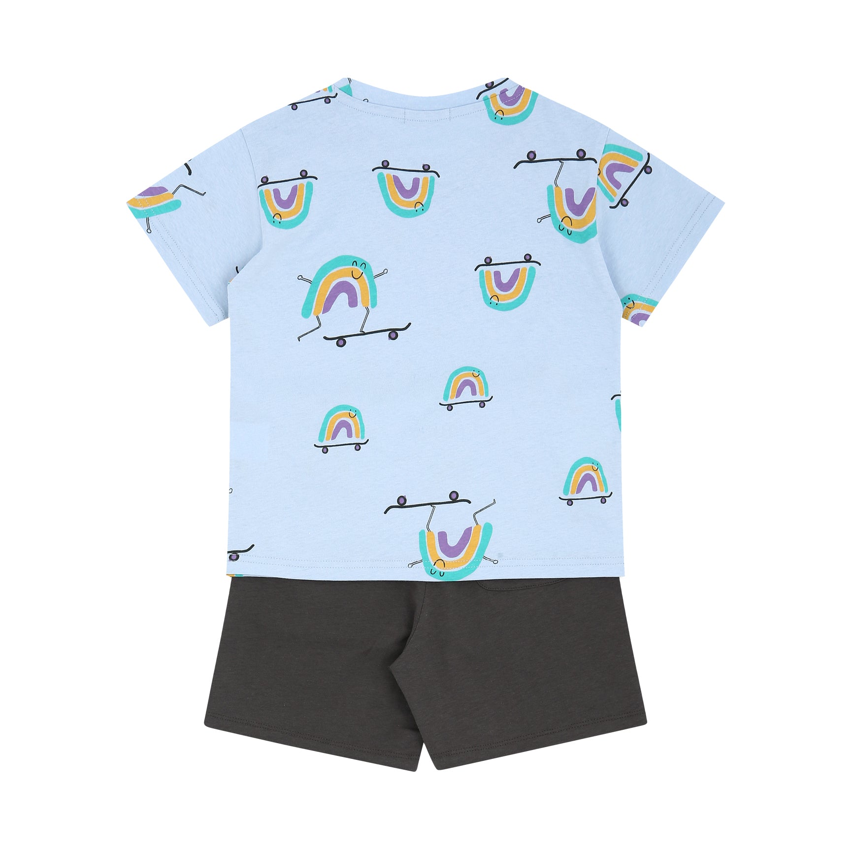 Rainbow Print T-Shirt & Solid Shorts Set-Top & Skirt Set - Kids-ToTo Heros-