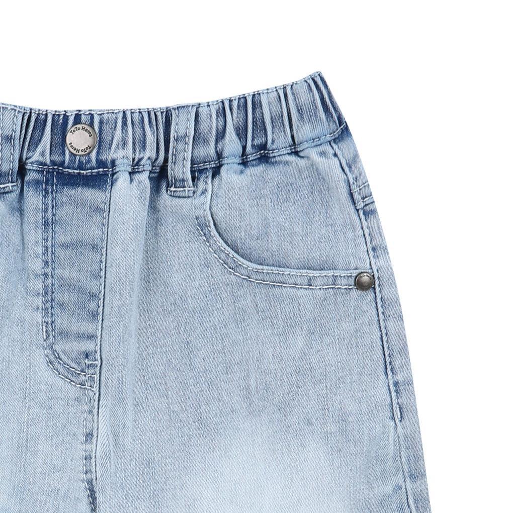 Raw Hem Pull-On Washed Denim Shorts-Shorts - Kids-ToTo Heros-