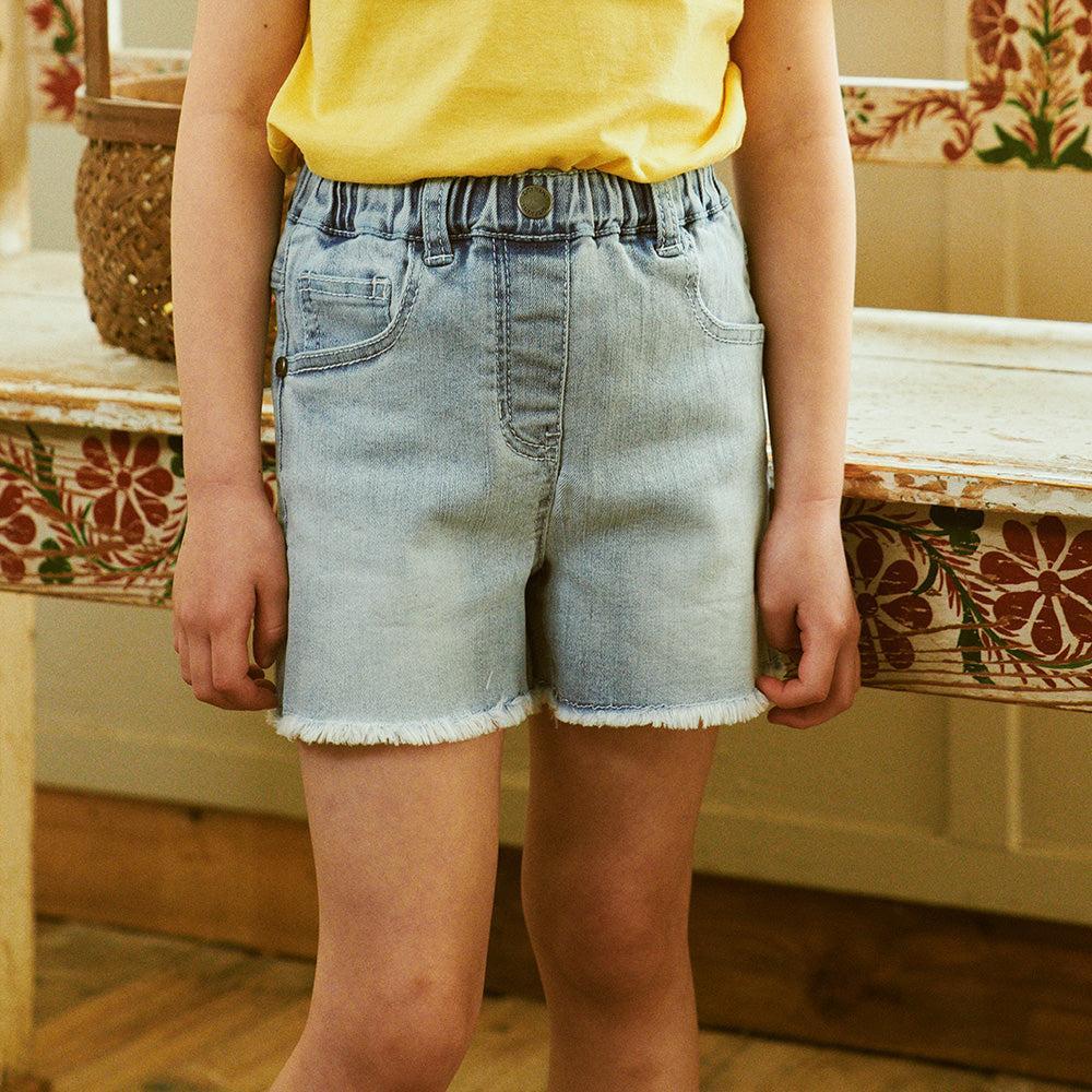 Raw Hem Pull-On Washed Denim Shorts-Shorts - Kids-ToTo Heros-